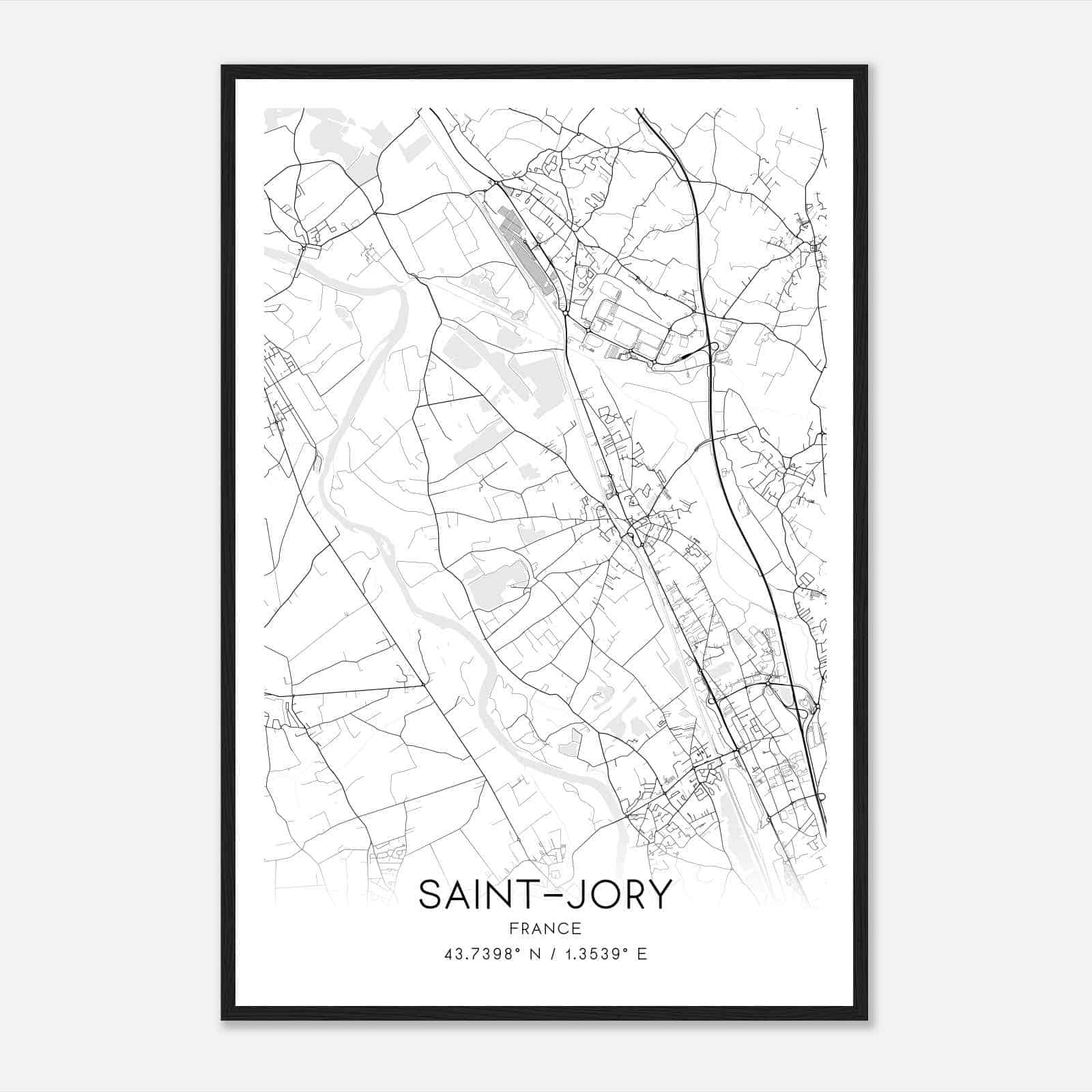 Saint-Jory France Map Poster, Modern Home Decor Wall Art Print