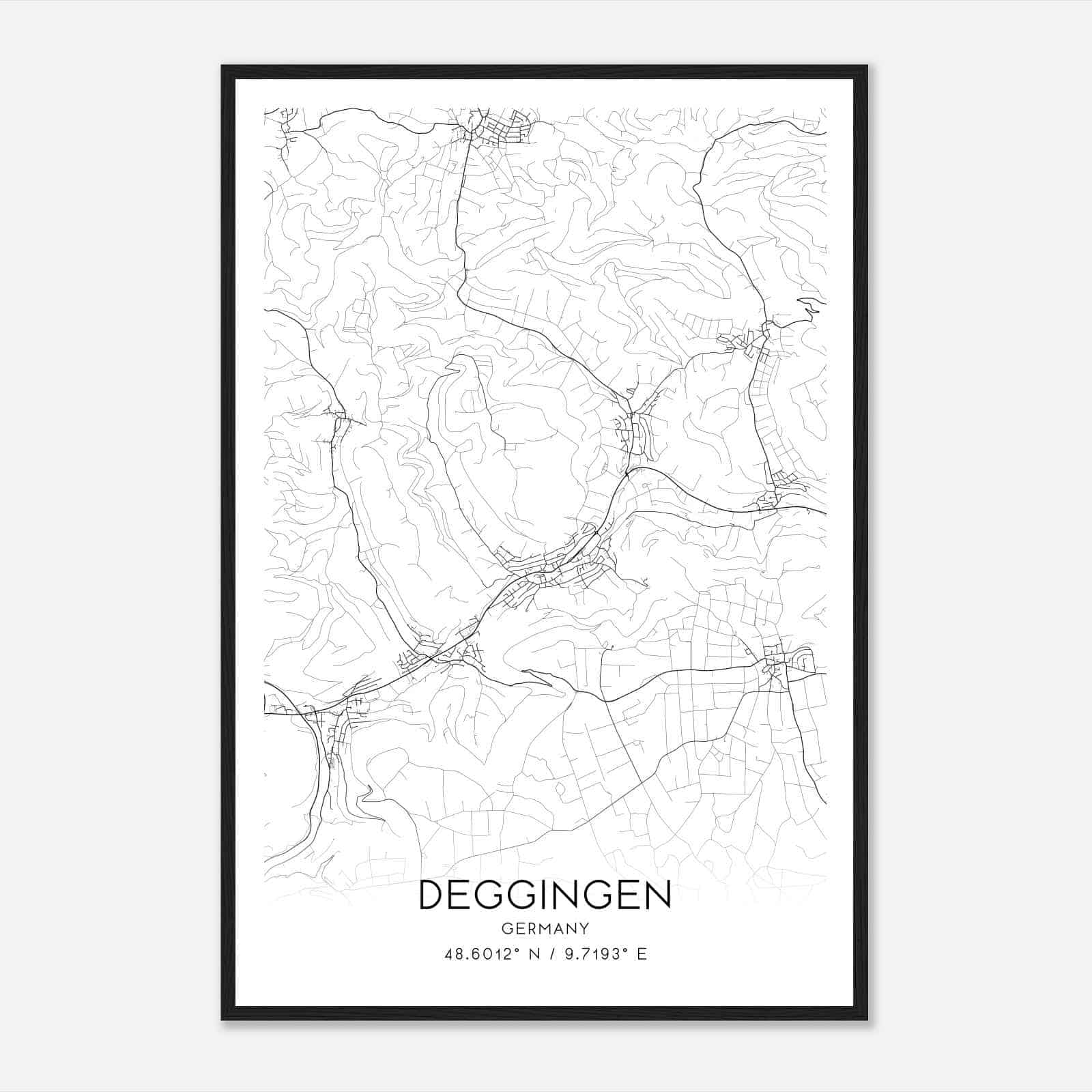 Deggingen Germany Map Poster, Modern Home Decor Wall Art Print