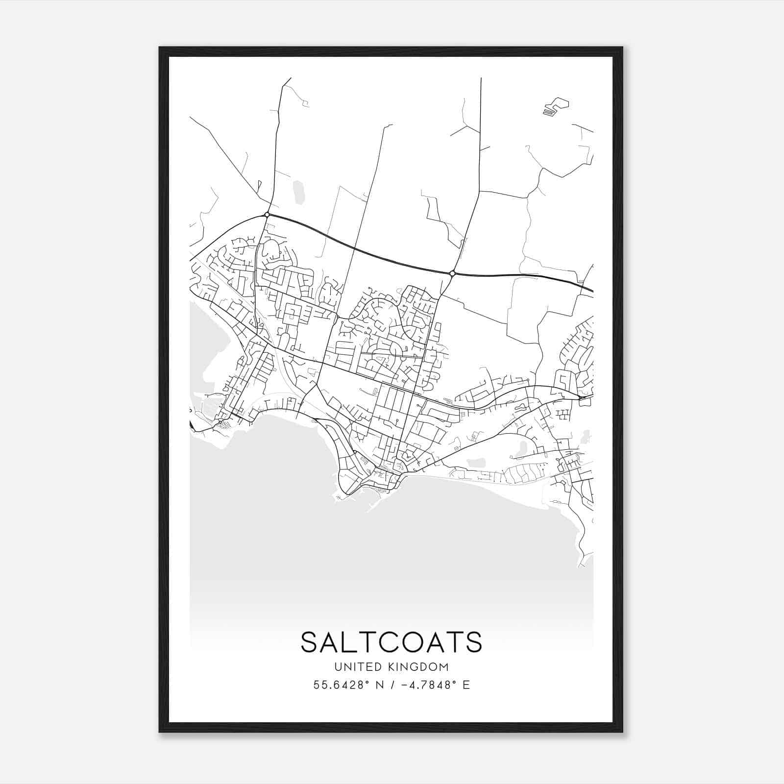 Saltcoats United Kingdom Map Poster, Modern Home Decor Wall Art Print