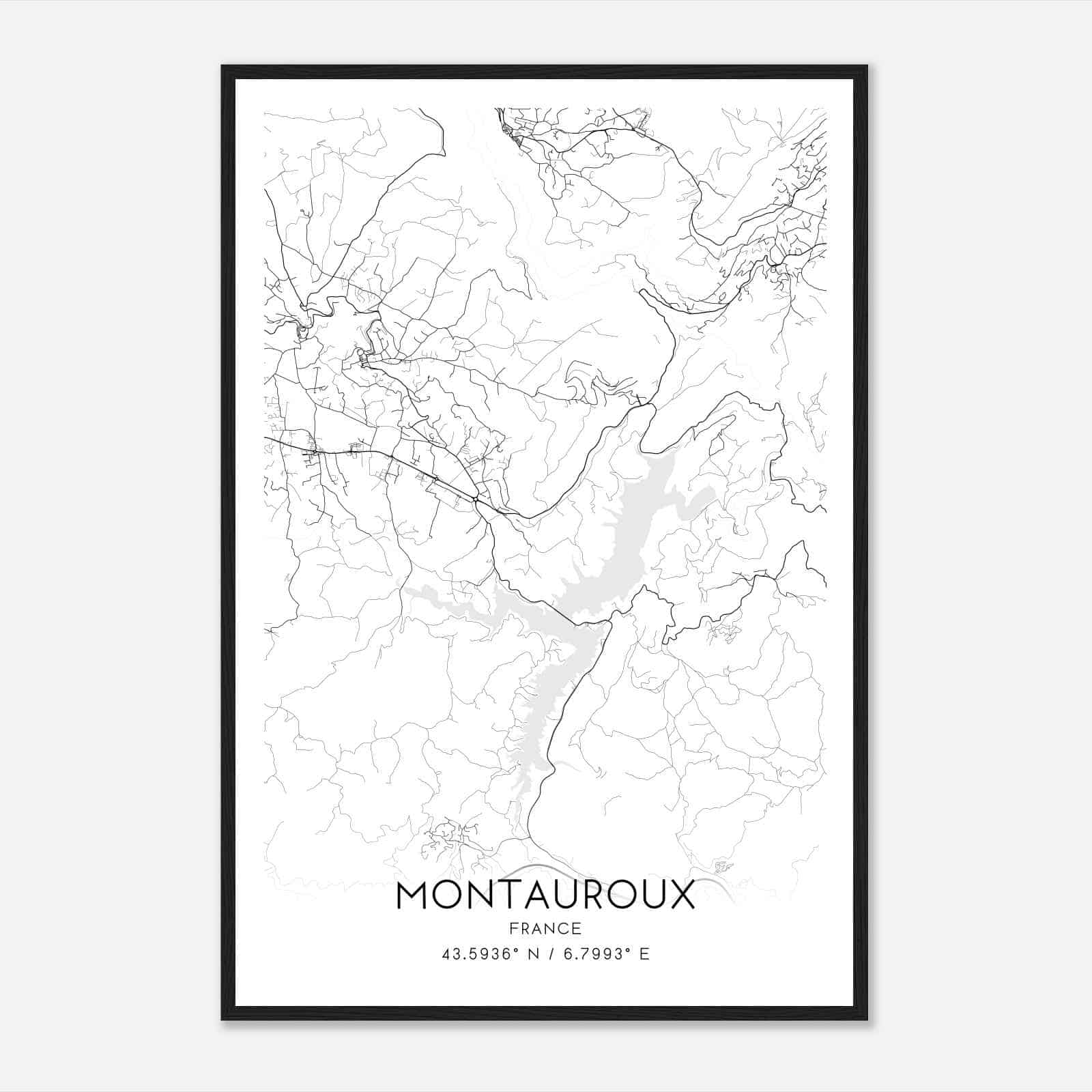 Montauroux France Map Poster, Modern Home Decor Wall Art Print