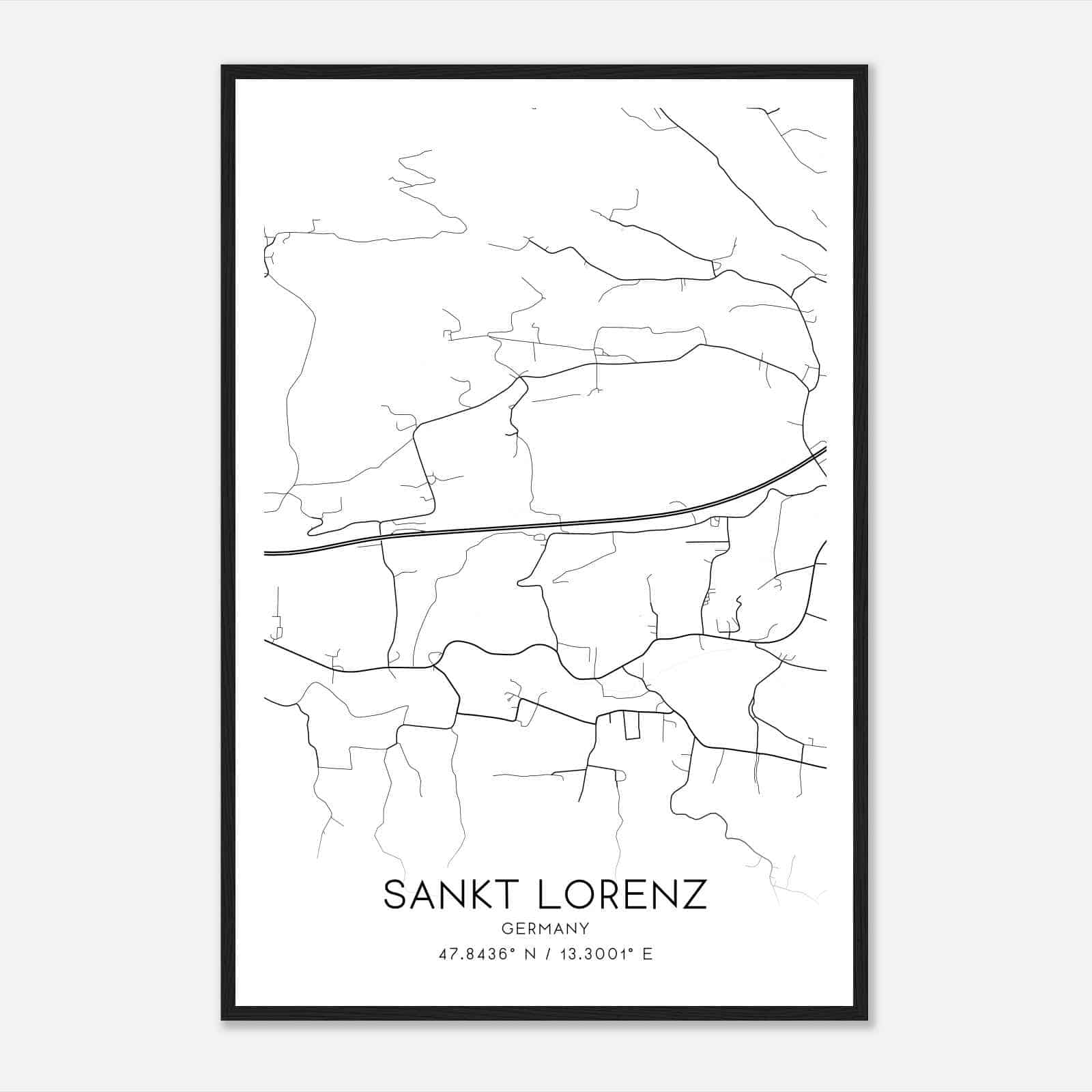 Edingerhof Germany Map Poster, Modern Home Decor Wall Art Print