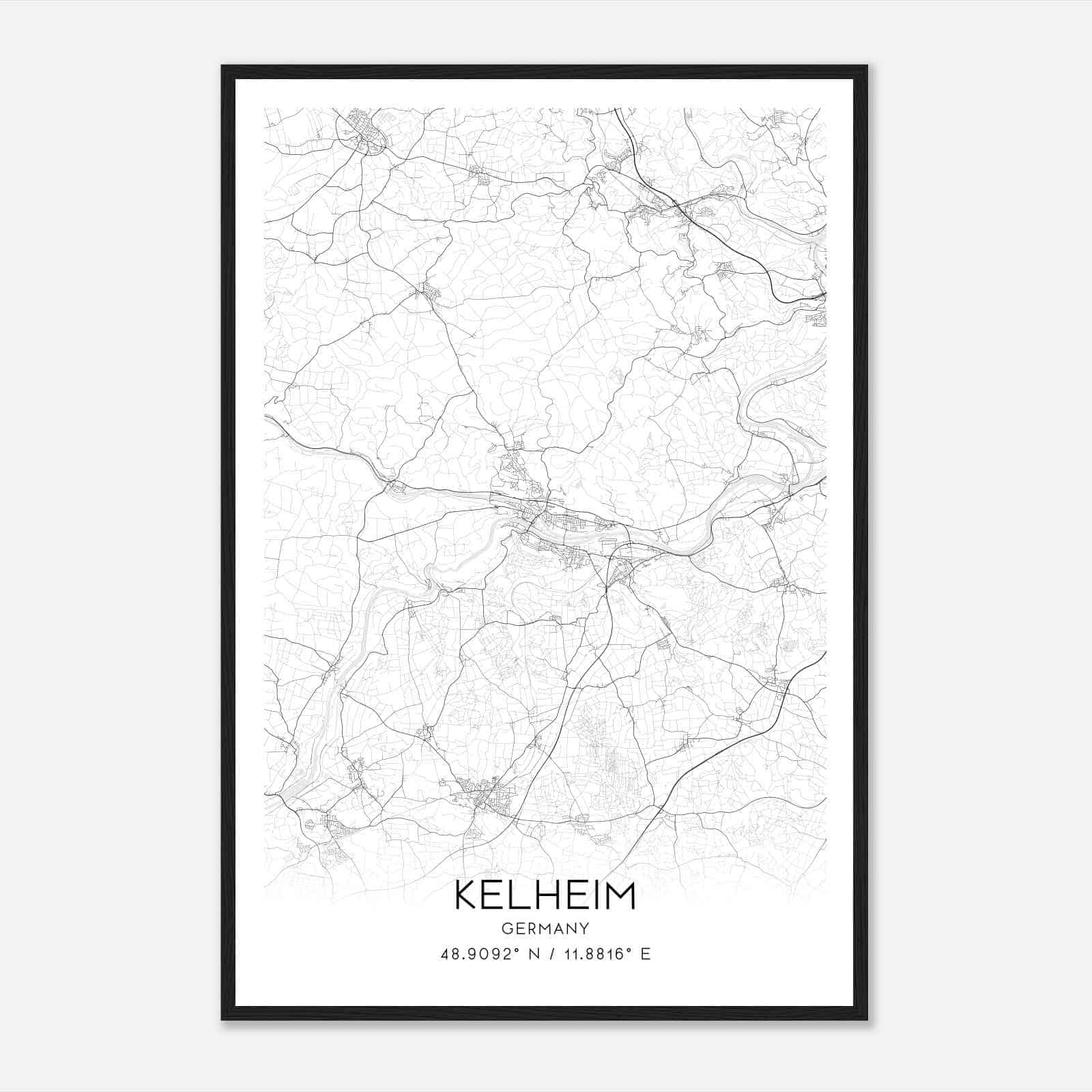 Kelheim Germany Map Poster, Modern Home Decor Wall Art Print