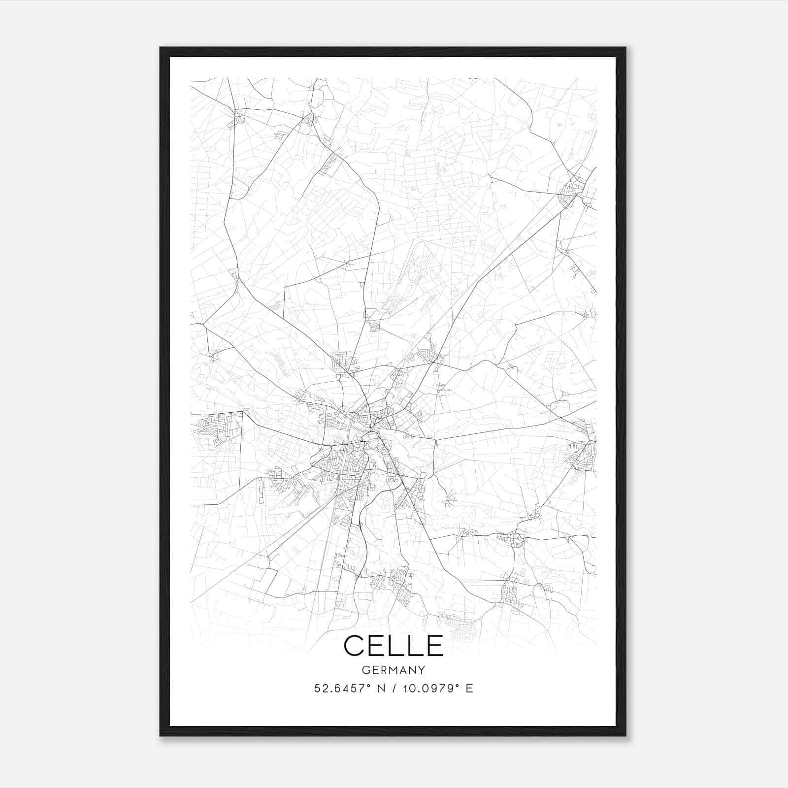 Celle Germany Map Poster, Modern Home Decor Wall Art Print