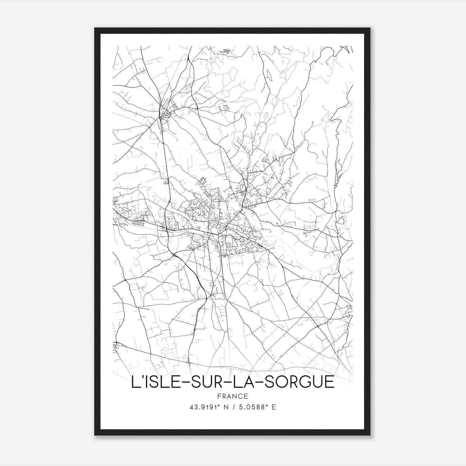 L’Isle-sur-la-Sorgue France Map Poster, Modern Home Decor Wall Art Print