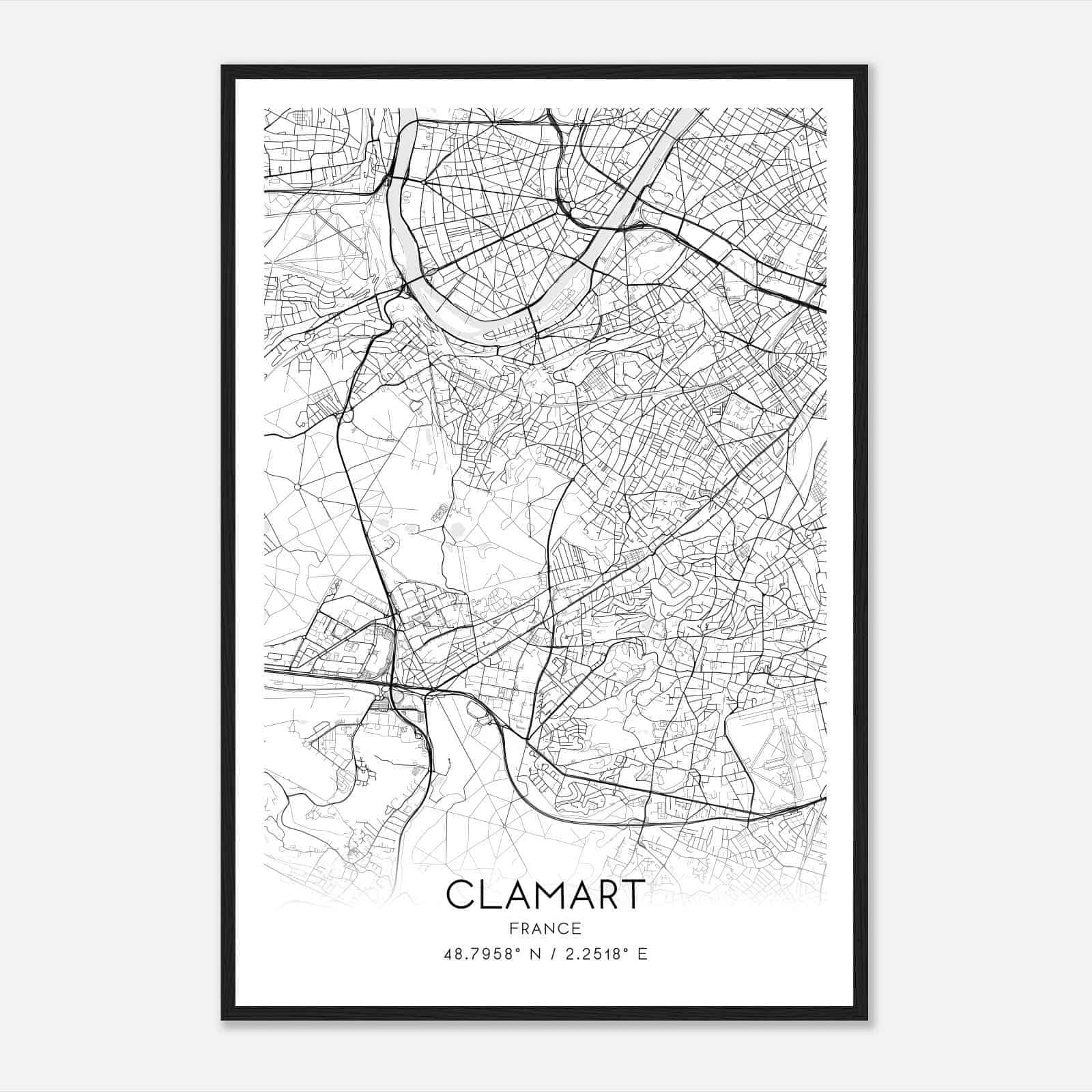Clamart France Map Poster, Modern Home Decor Wall Art Print Clamart France Map Poster, Modern Home Decor Wall Art Print