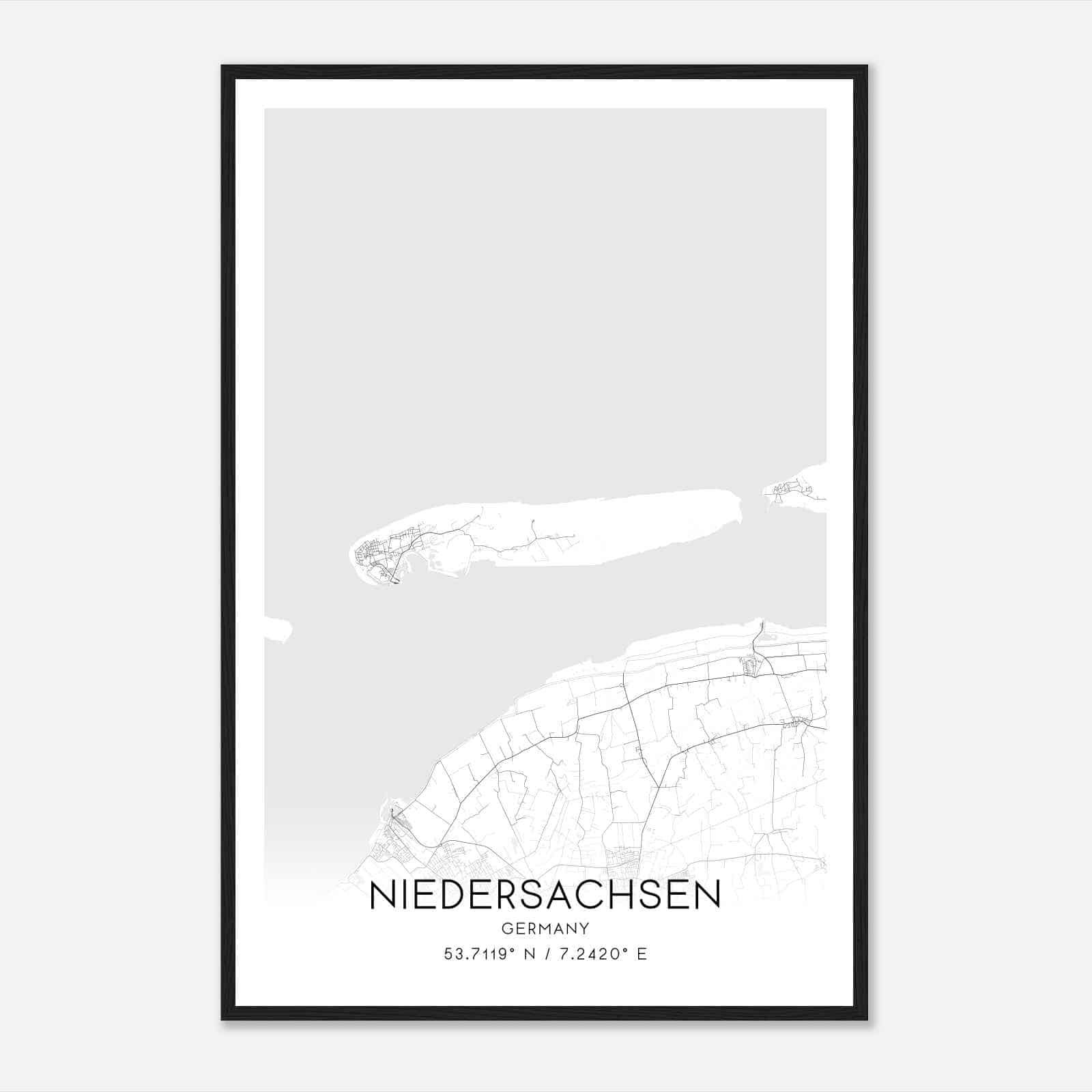 Norderney Germany Map Poster, Modern Home Decor Wall Art Print
