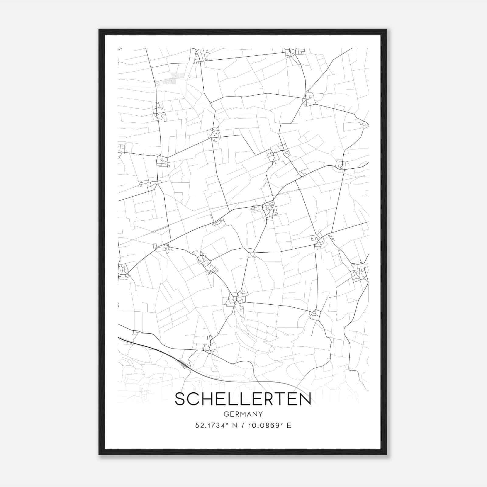 Schellerten Germany Map Poster, Modern Home Decor Wall Art Print