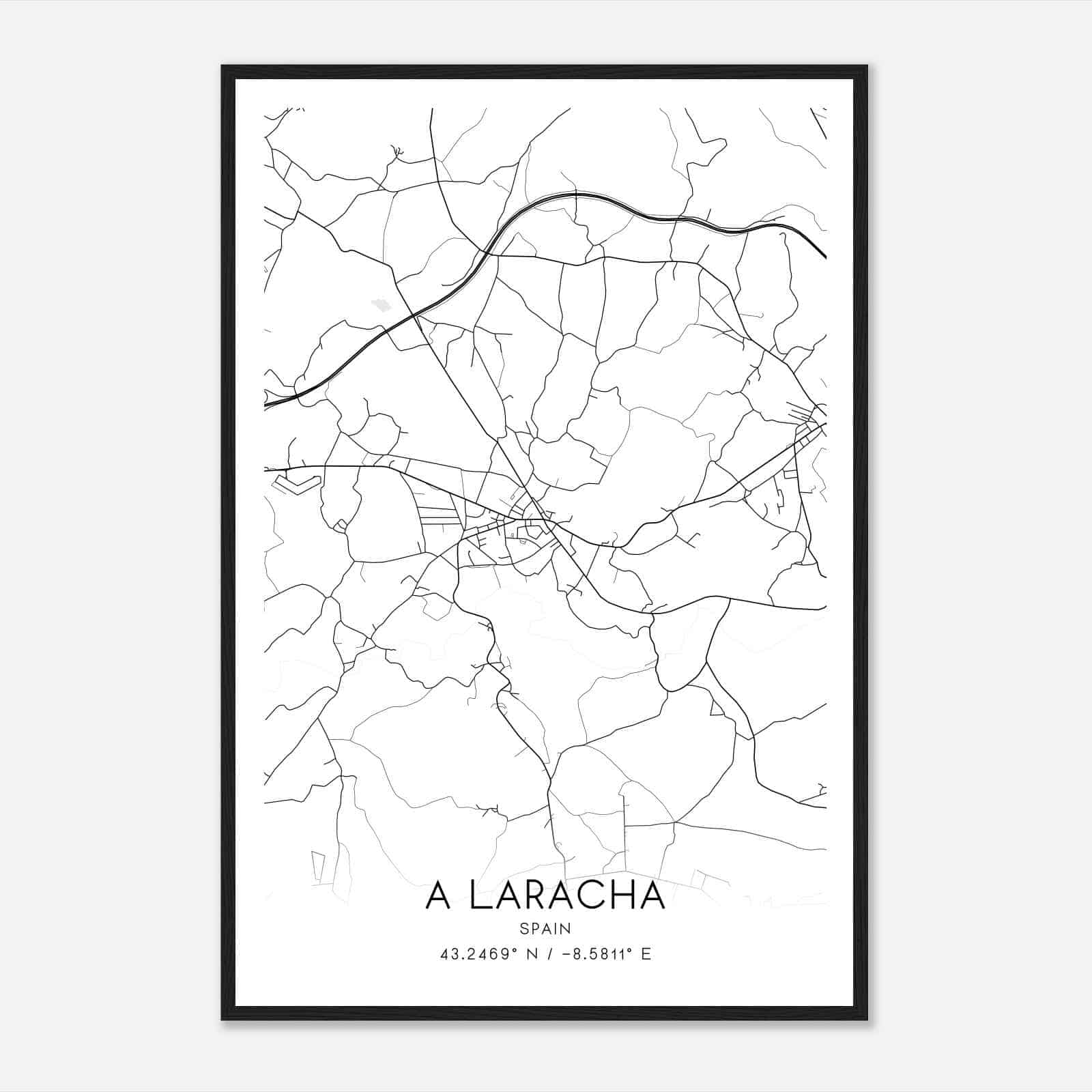 Laracha Spain Map Poster, Modern Home Decor Wall Art Print