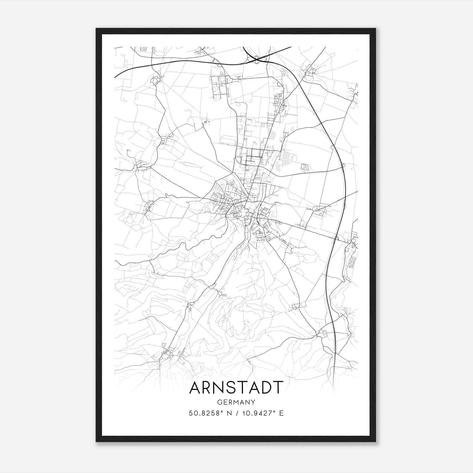 Arnstadt Germany Map Poster, Modern Home Decor Wall Art Print