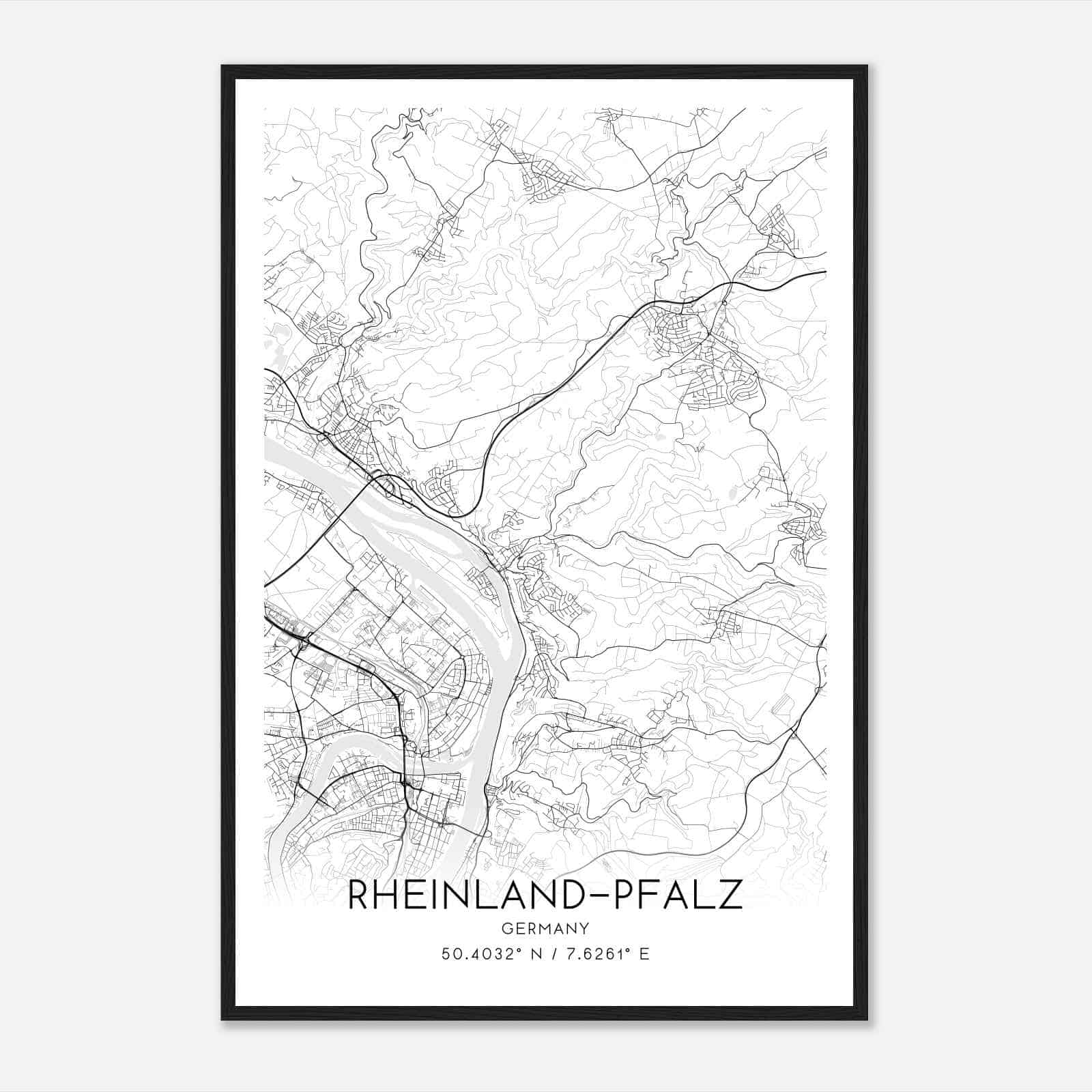 Vallendar Germany Map Poster, Modern Home Decor Wall Art Print