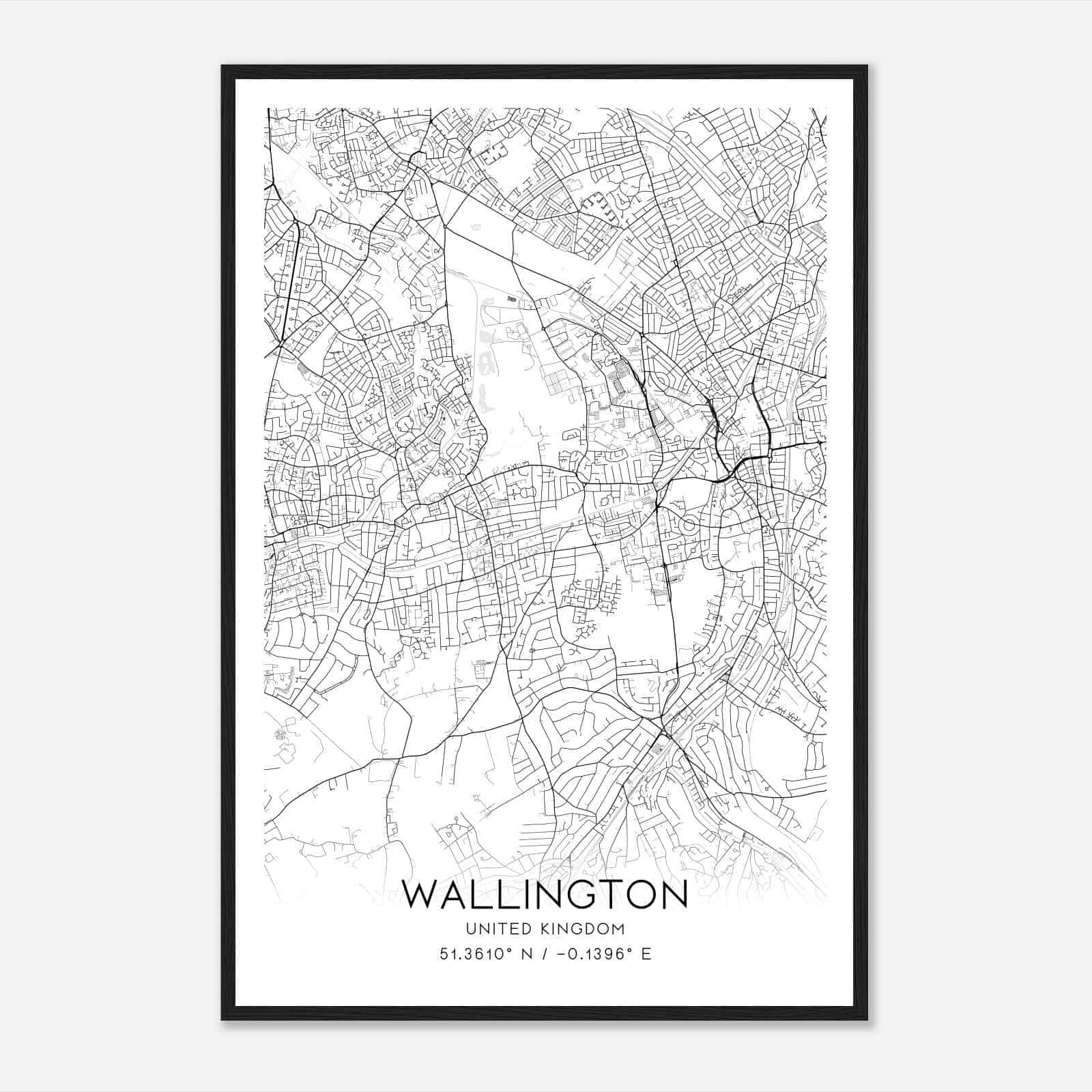 Wallington United Kingdom Map Poster, Modern Home Decor Wall Art Print
