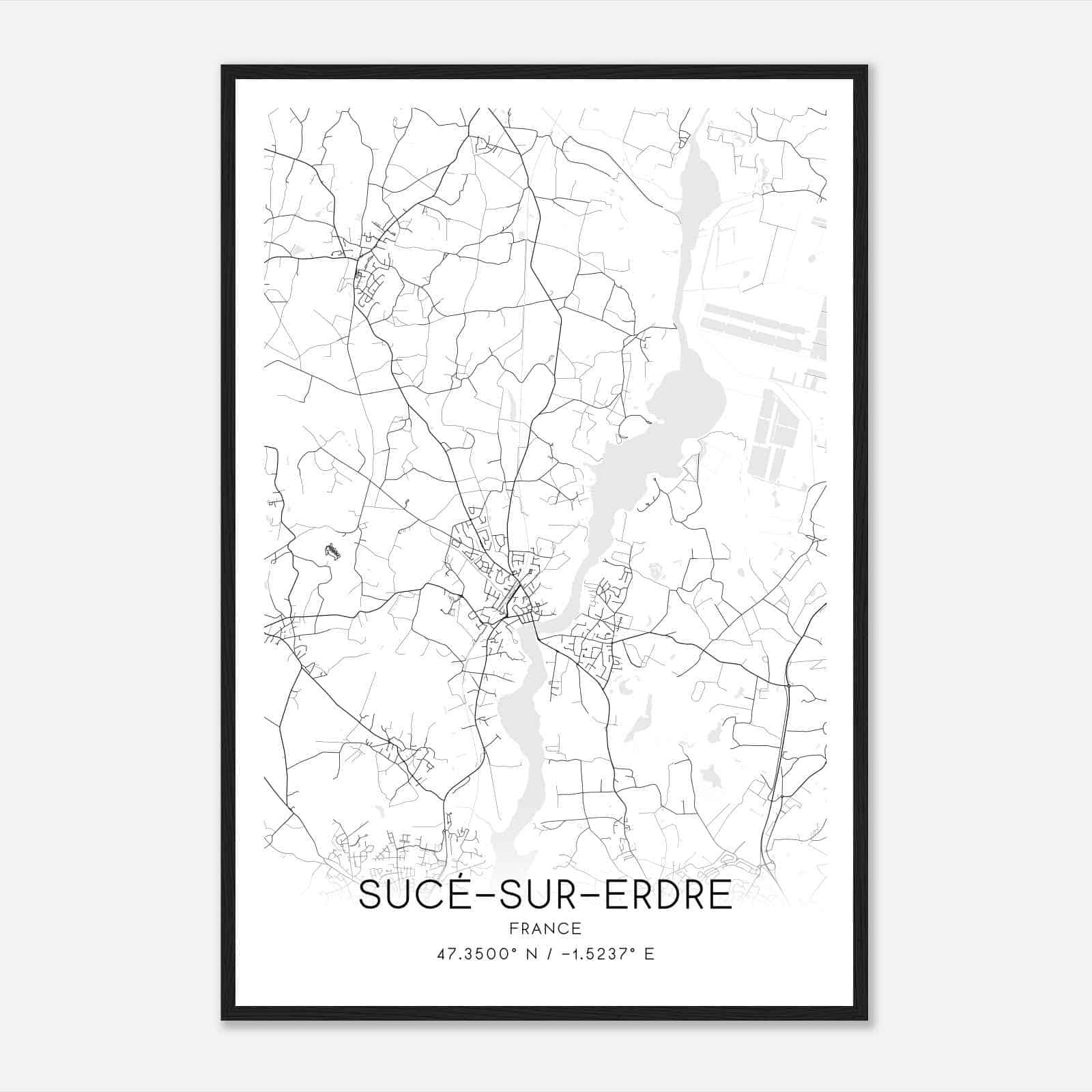 Suce-sur-Erdre France Map Poster, Modern Home Decor Wall Art Print