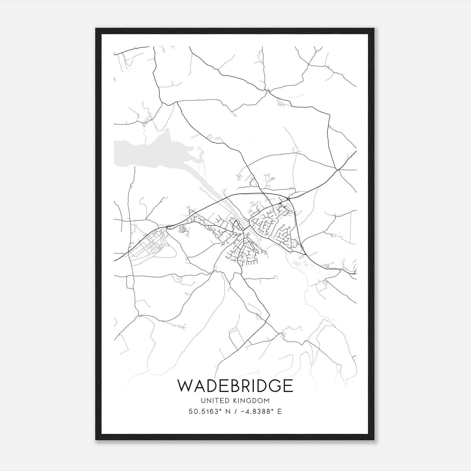Wadebridge United Kingdom Map Poster, Modern Home Decor Wall Art Print