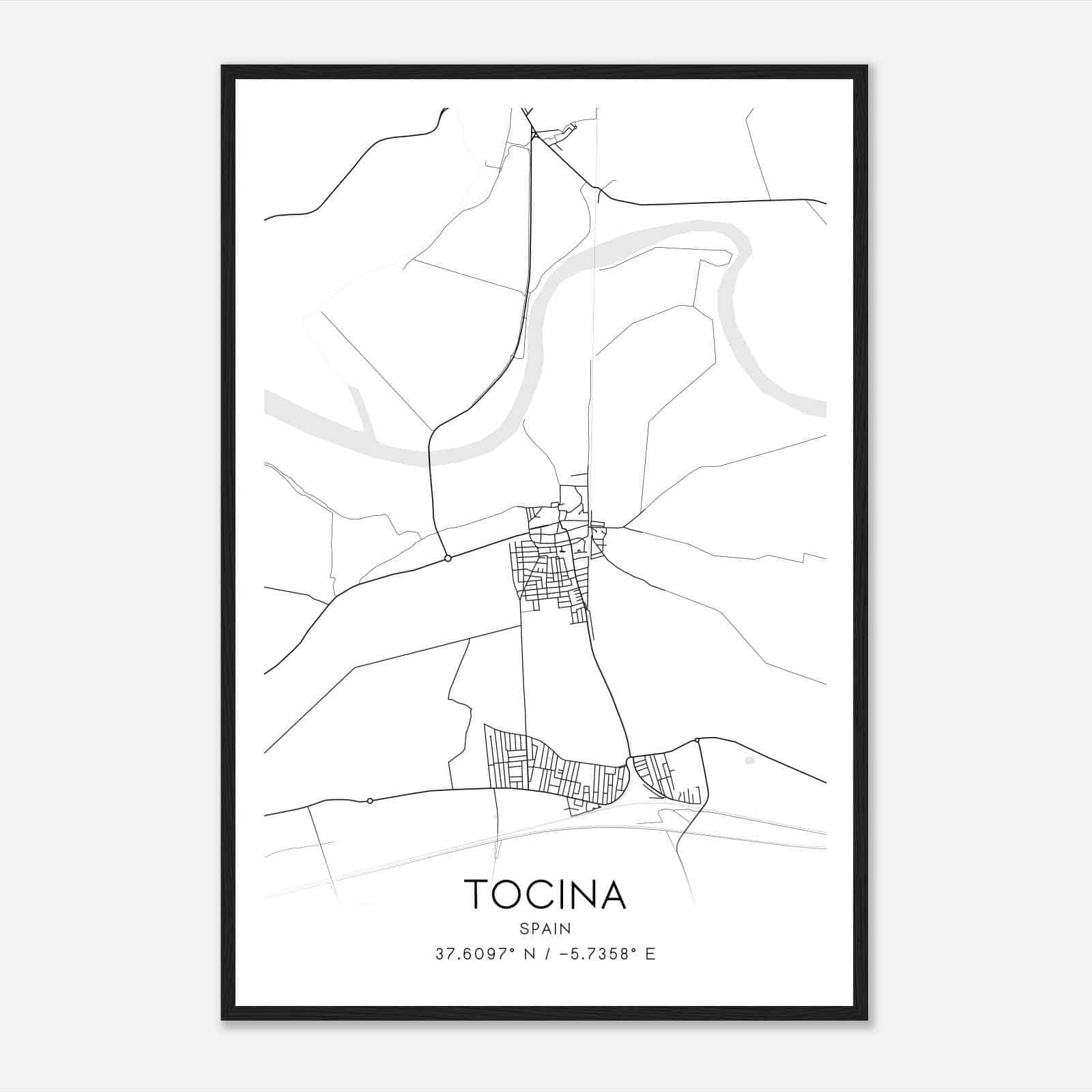 Tocina Spain Map Poster, Modern Home Decor Wall Art Print