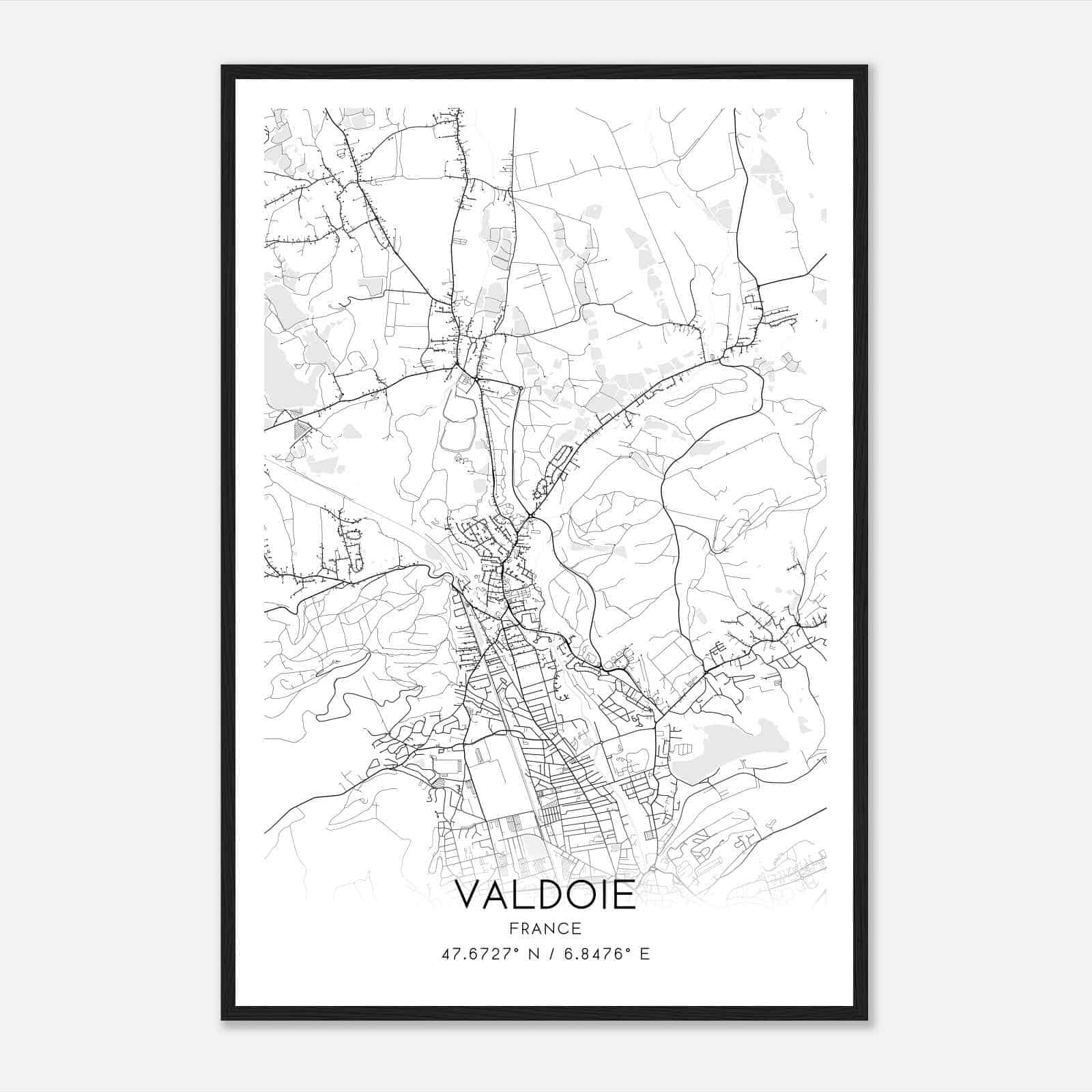 Valdoie France Map Poster, Modern Home Decor Wall Art Print Valdoie France Map Poster, Modern Home Decor Wall Art Print