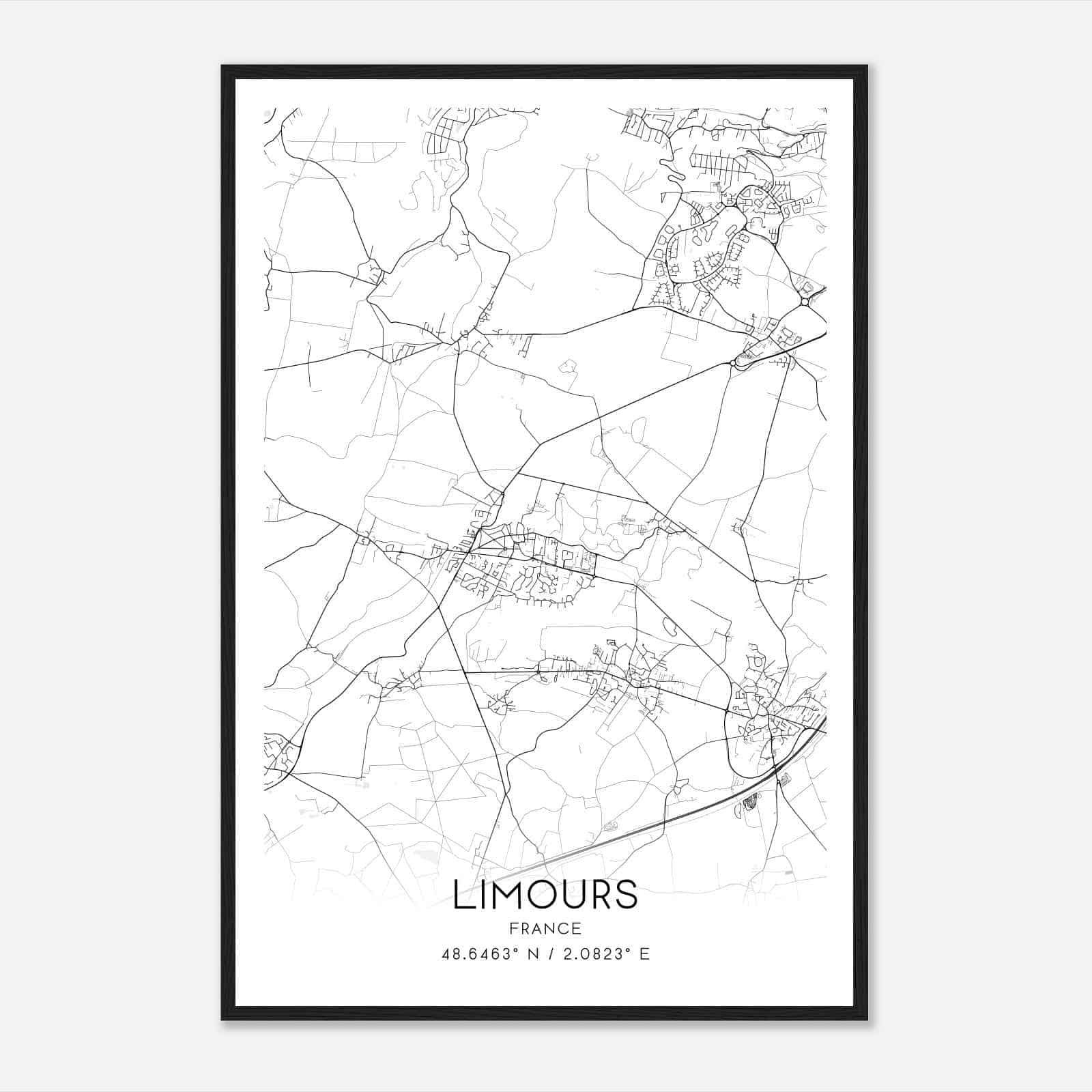Limours France Map Poster, Modern Home Decor Wall Art Print