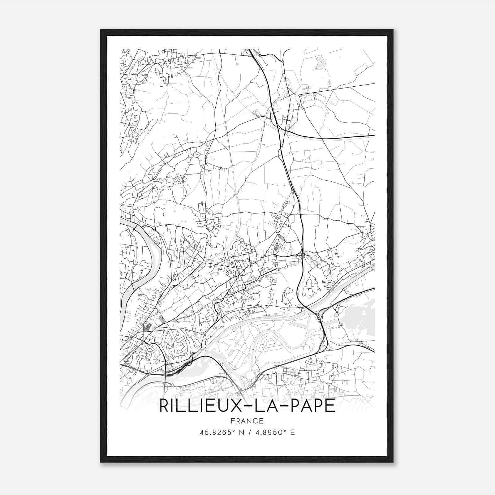 Rillieux-la-Pape France Map Poster, Modern Home Decor Wall Art Print