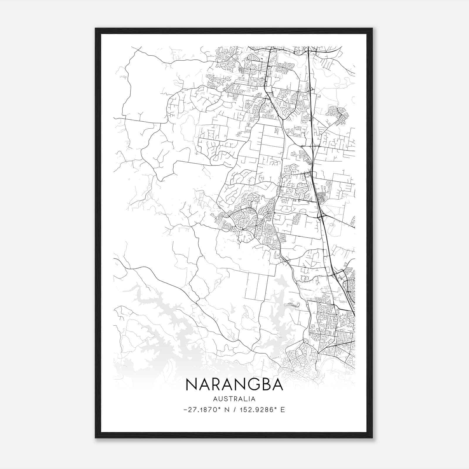Narangba Australia Map Poster, Modern Home Decor Wall Art Print