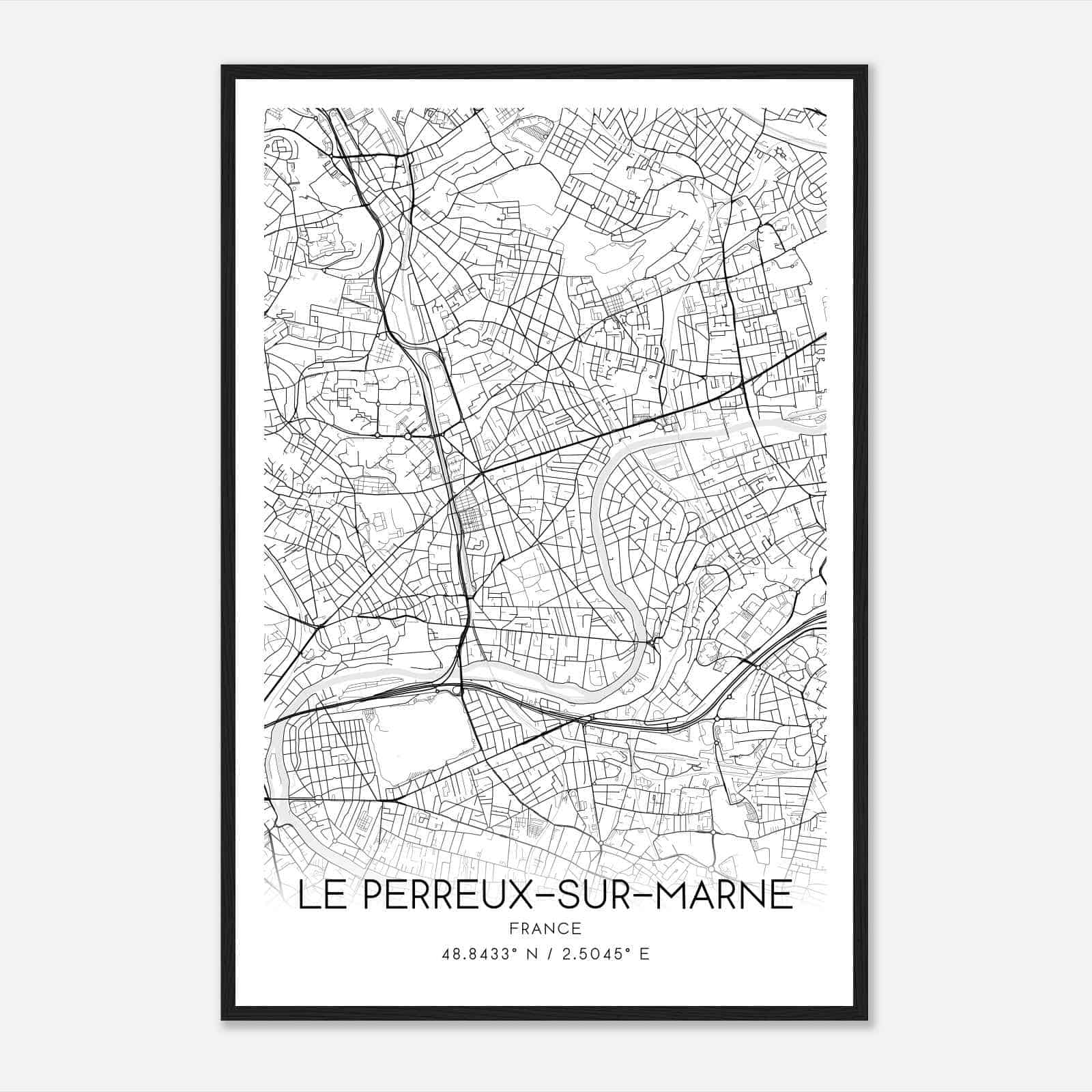 Le Perreux-Sur-Marne France Map Poster, Modern Home Decor Wall Art Print