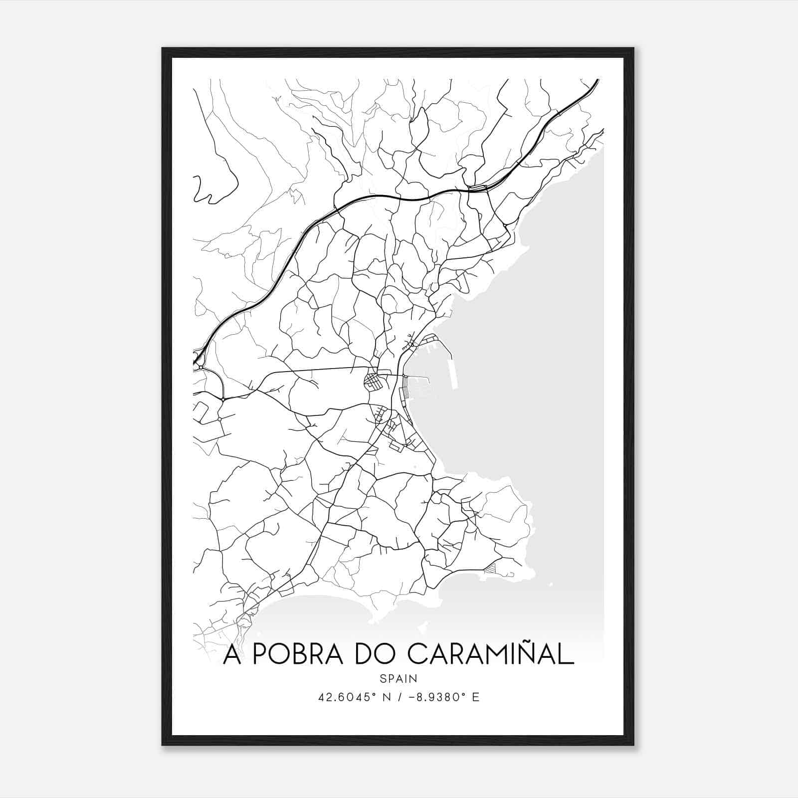 Puebla del Caraminal Spain Map Poster, Modern Home Decor Wall Art Print
