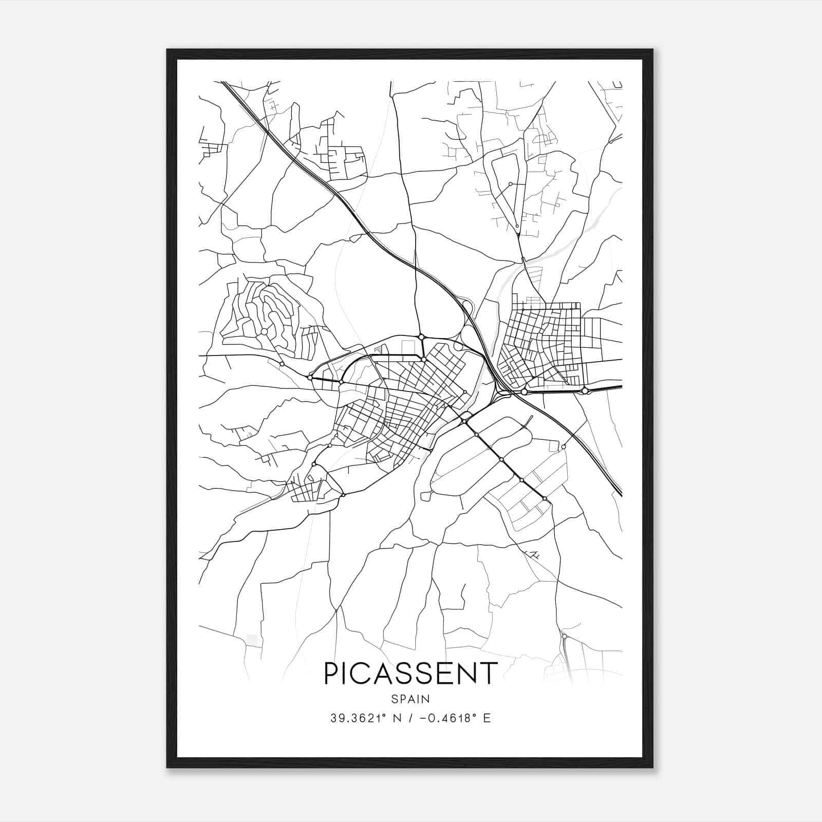 Picasent Spain Map Poster, Modern Home Decor Wall Art Print