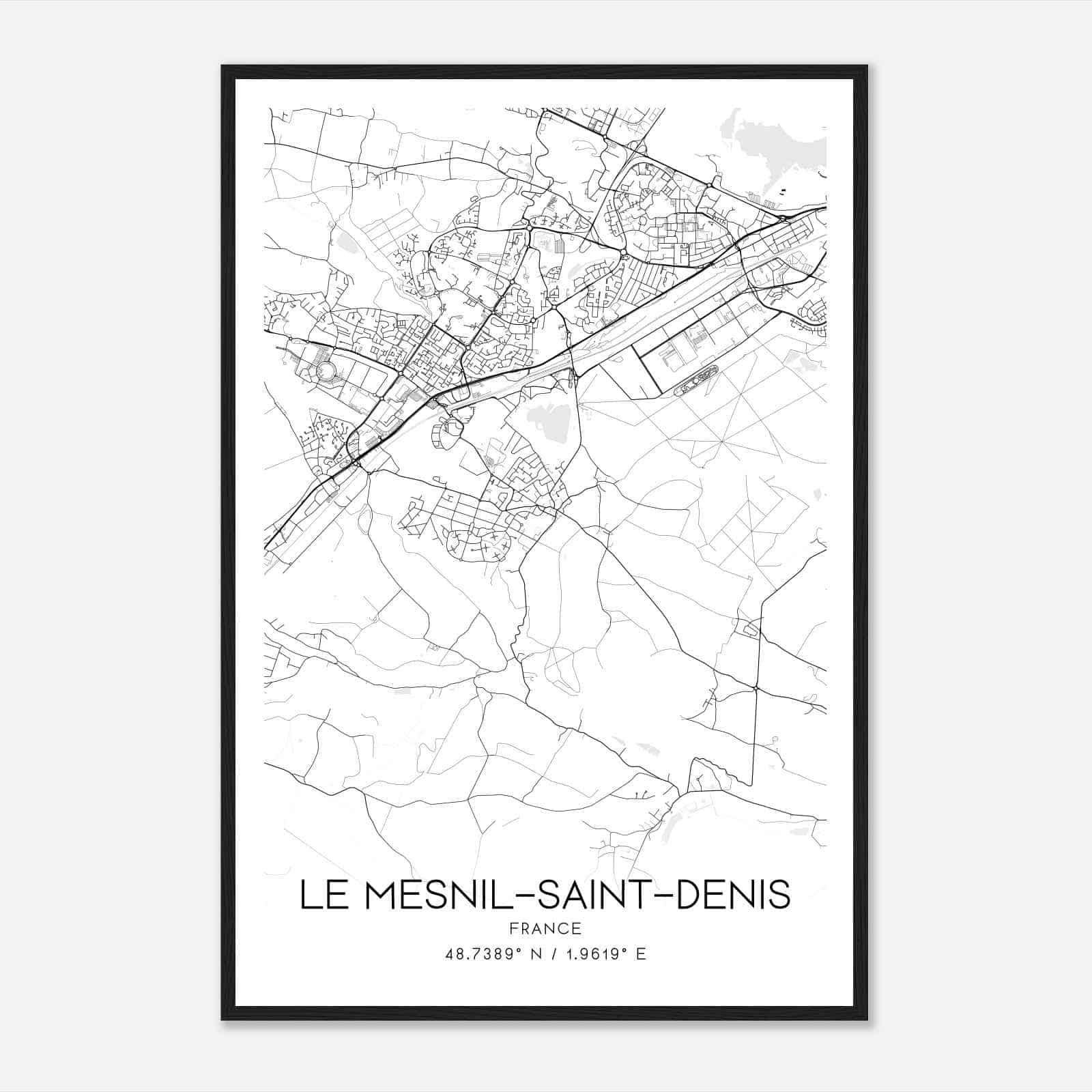 Le Mesnil-Saint-Denis France Map Poster, Modern Home Decor Wall Art Print