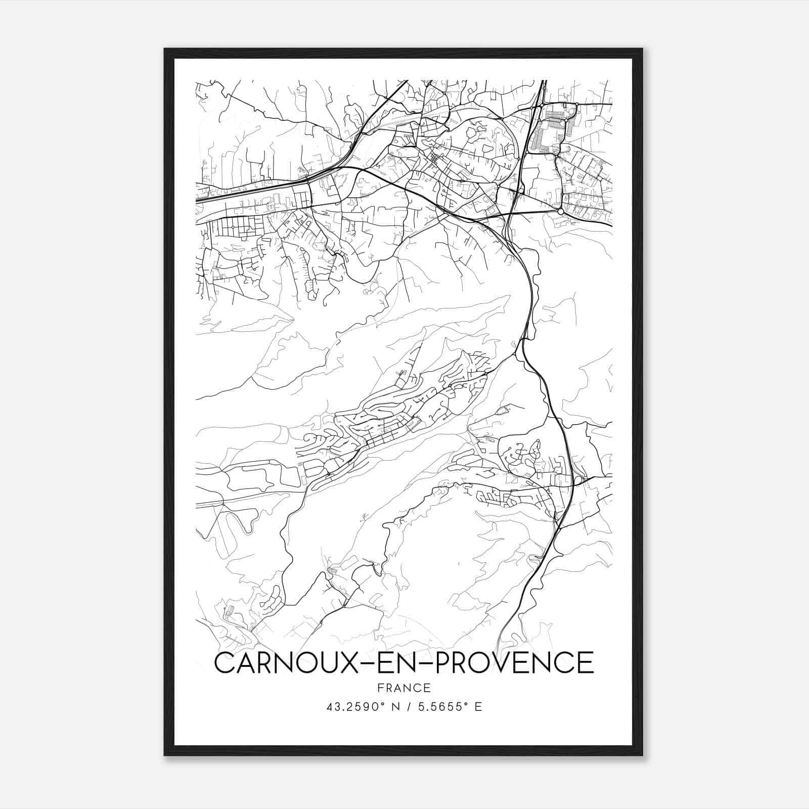Carnoux-en-Provence France Map Poster, Modern Home Decor Wall Art Print