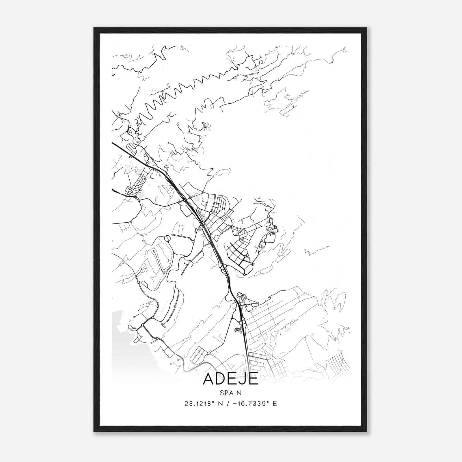 Adeje Spain Map Poster, Modern Home Decor Wall Art Print