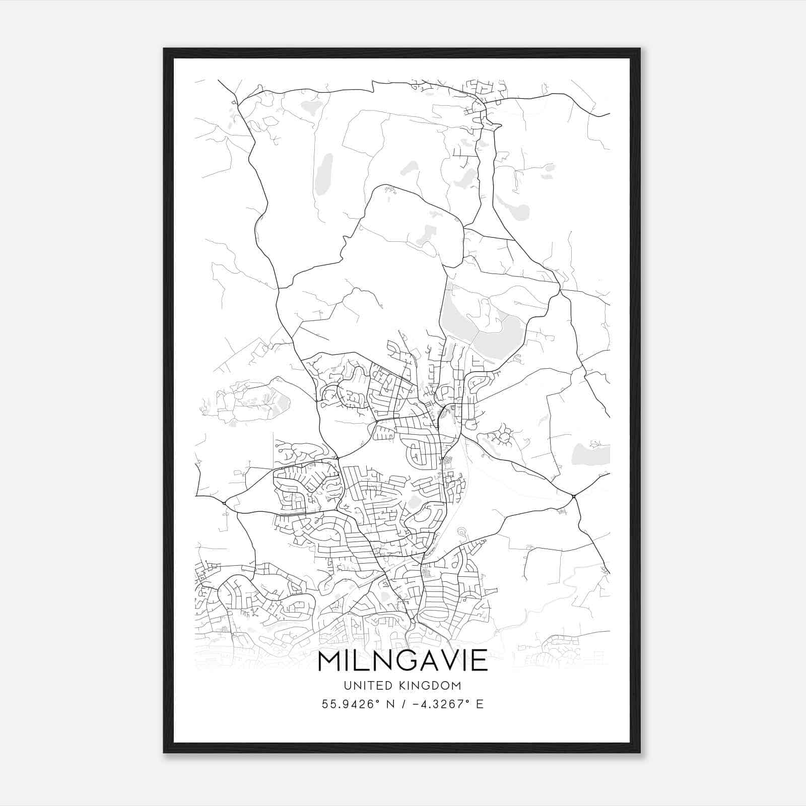 Milngavie United Kingdom Map Poster, Modern Home Decor Wall Art Print