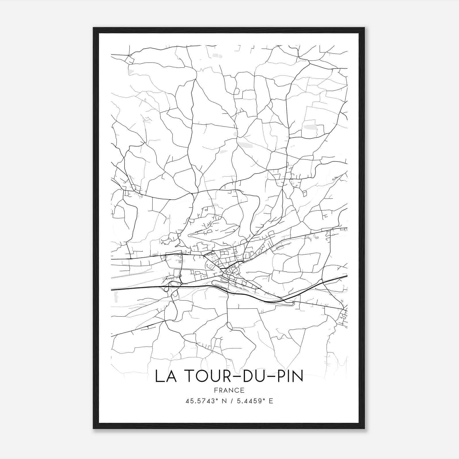 La Tour-du-Pin France Map Poster, Modern Home Decor Wall Art Print