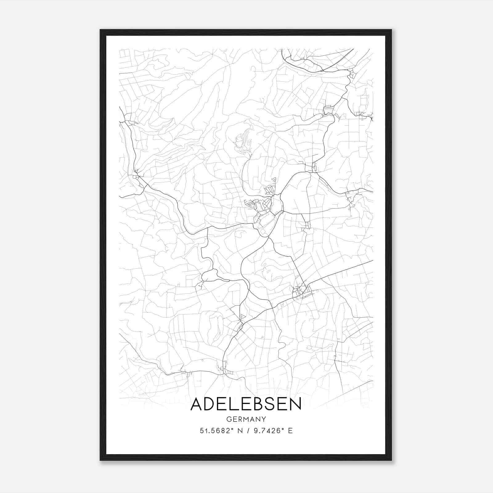 Adelebsen Germany Map Poster, Modern Home Decor Wall Art Print
