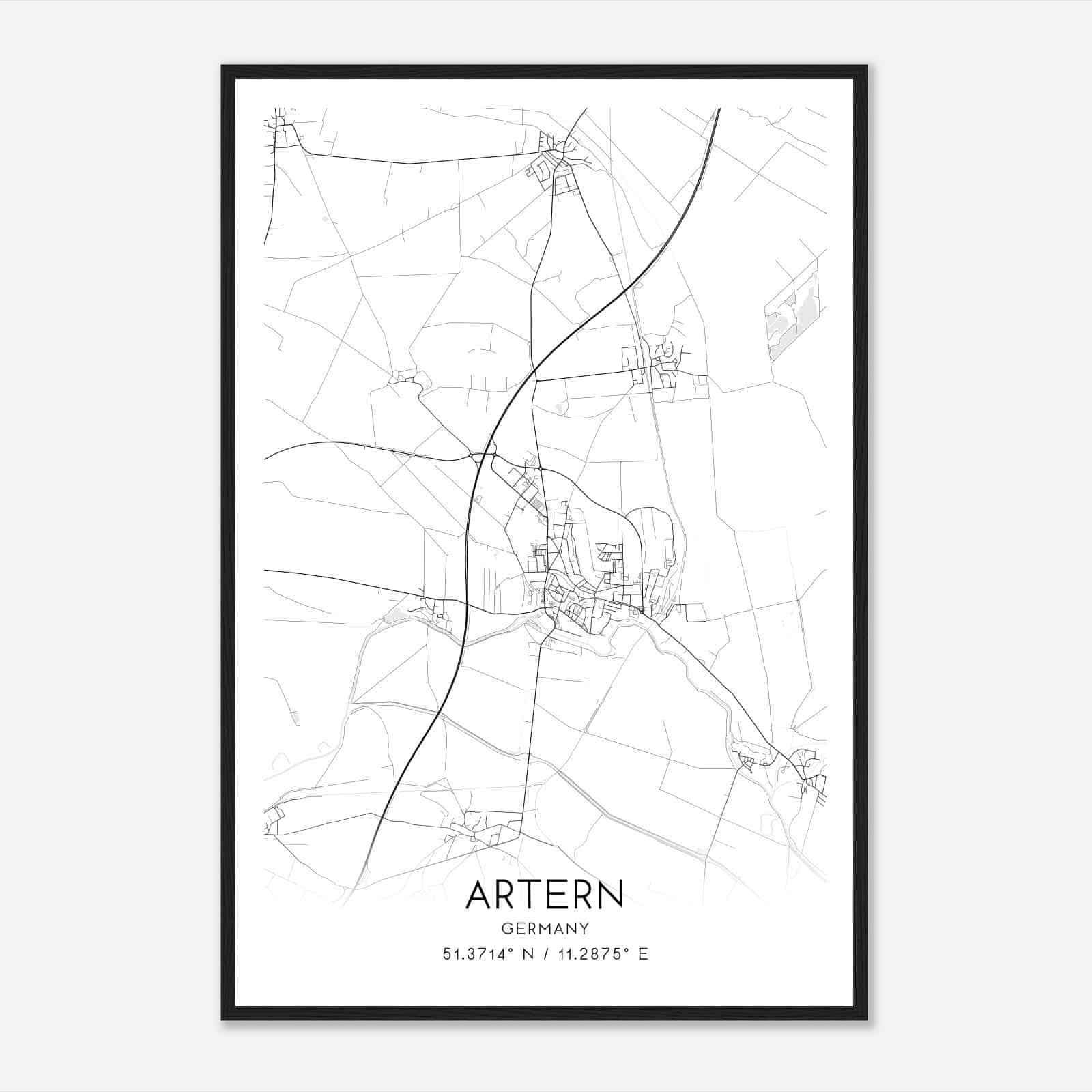 Artern Germany Map Poster, Modern Home Decor Wall Art Print