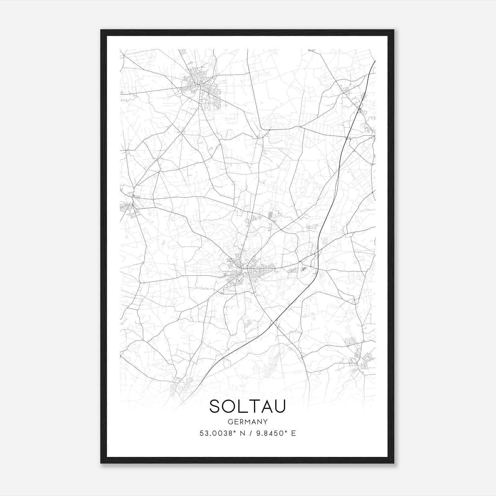 Soltau Germany Map Poster, Modern Home Decor Wall Art Print
