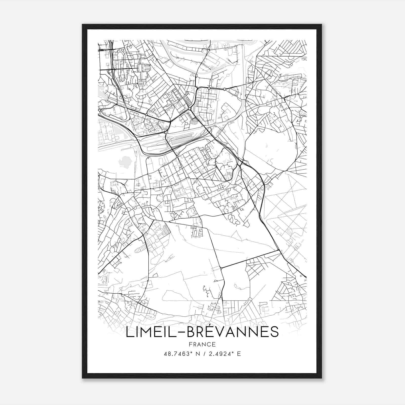 Limeil-Brevannes France Map Poster, Modern Home Decor Wall Art Print