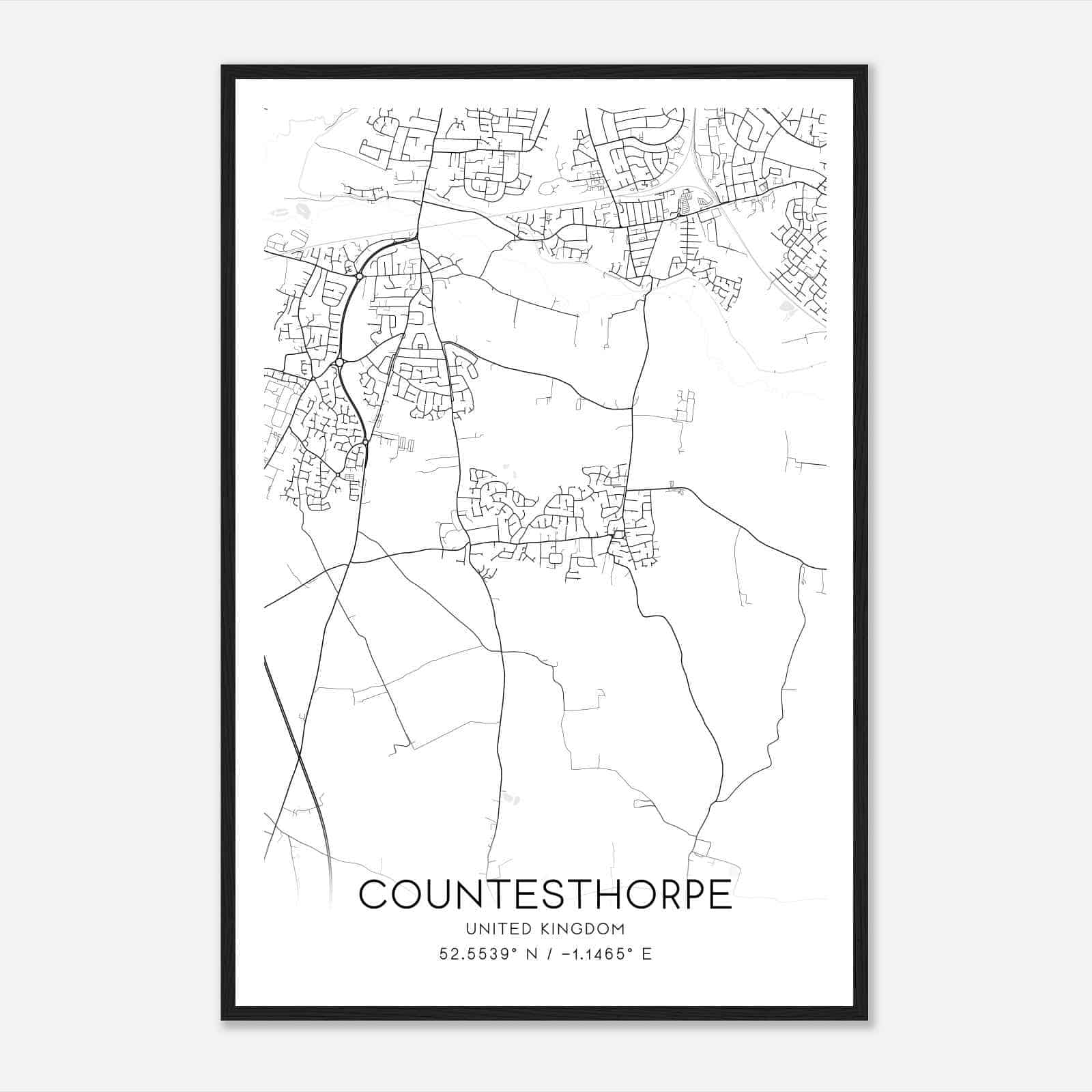 Countesthorpe United Kingdom Map Poster, Modern Home Decor Wall Art Print