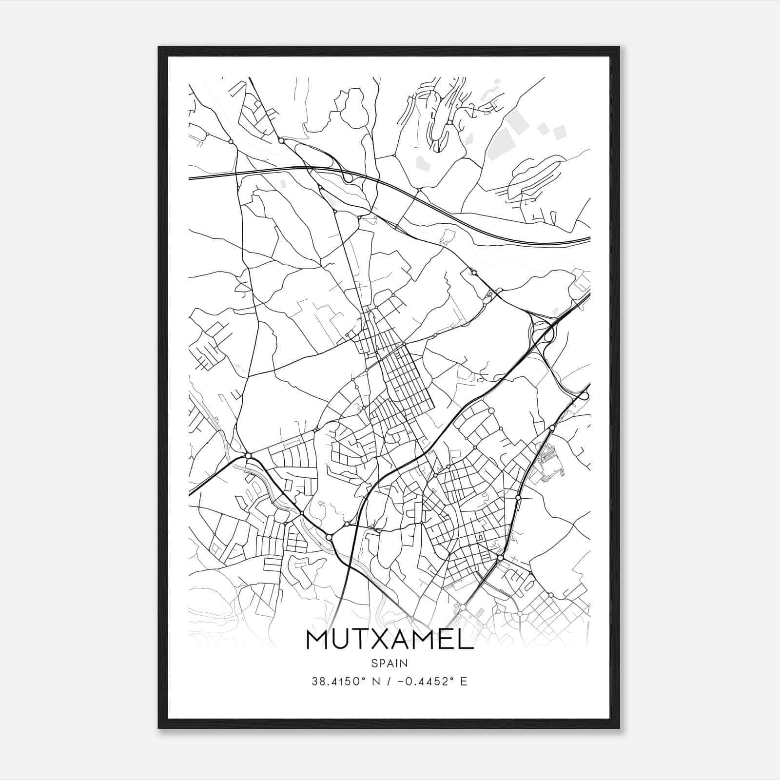 Muchamiel Spain Map Poster, Modern Home Decor Wall Art Print