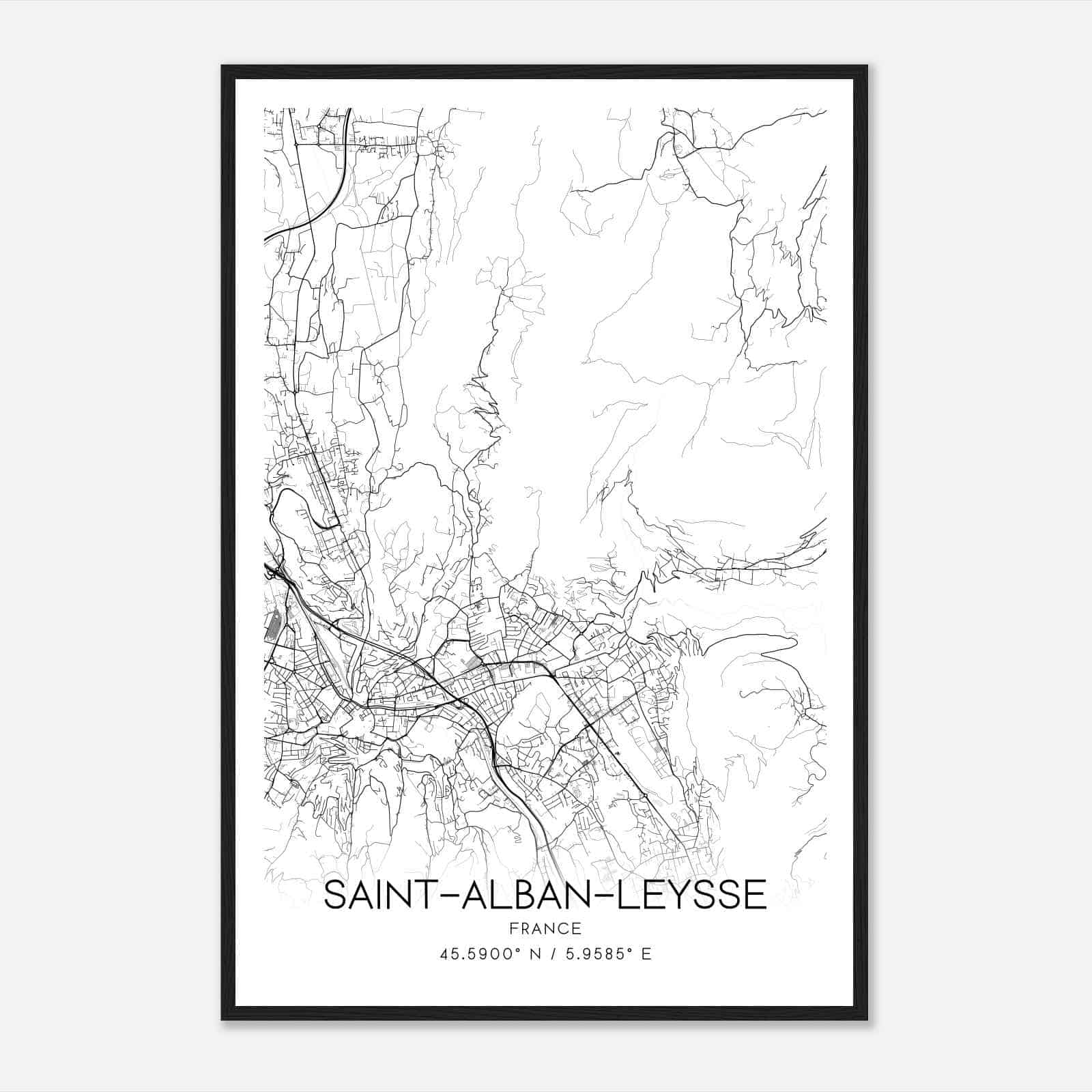 Saint-Alban-Leysse France Map Poster, Modern Home Decor Wall Art Print