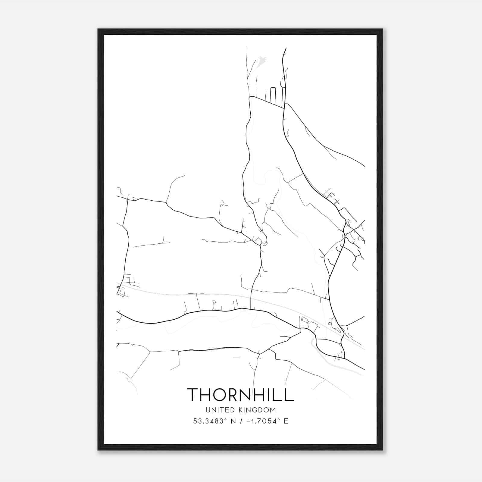 Thornhill United Kingdom Map Poster, Modern Home Decor Wall Art Print