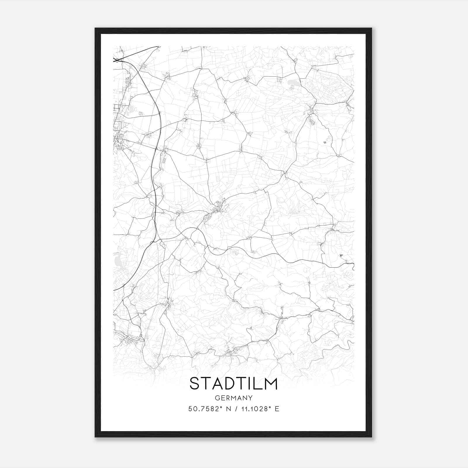 Stadtilm Germany Map Poster, Modern Home Decor Wall Art Print