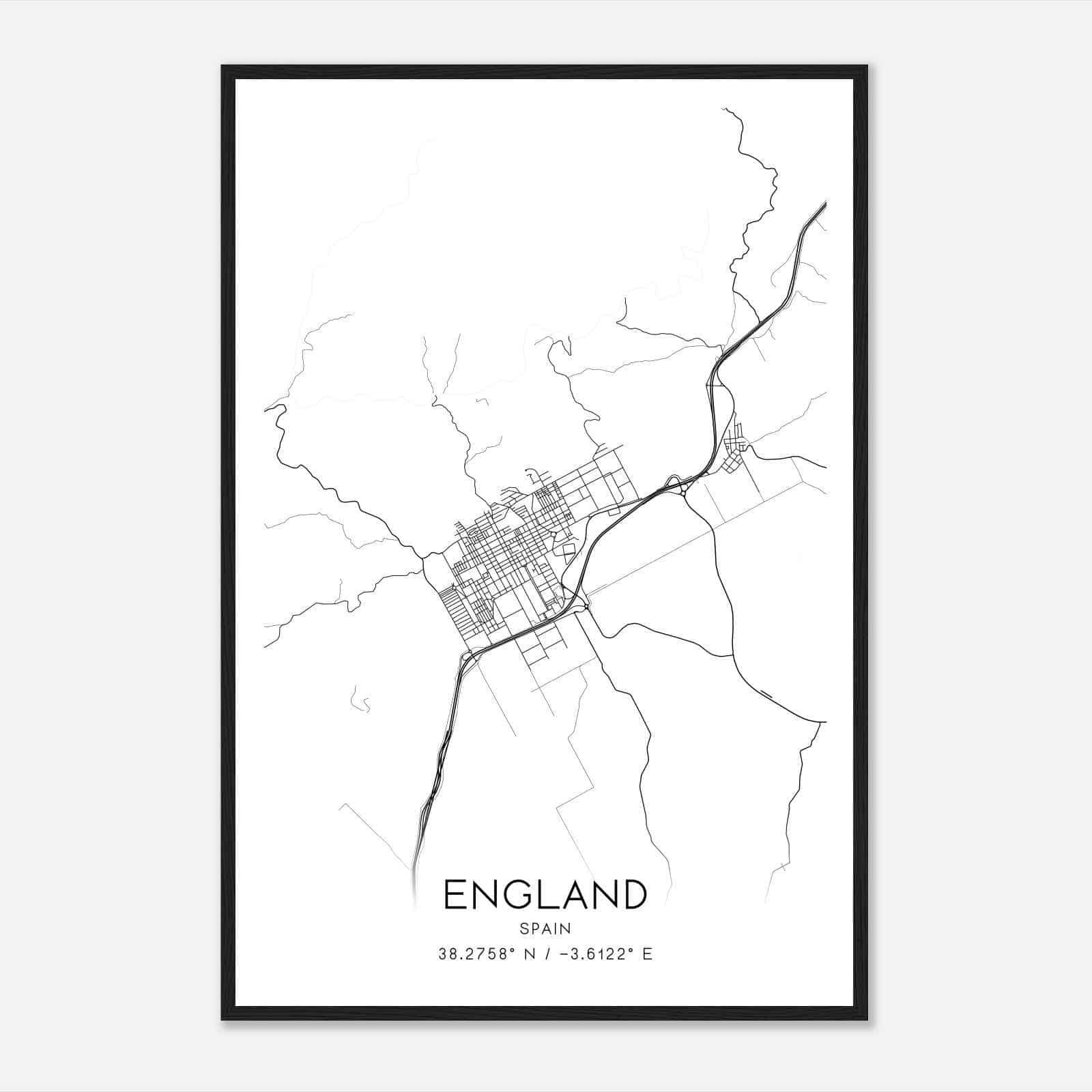 La Carolina Spain Map Poster, Modern Home Decor Wall Art Print