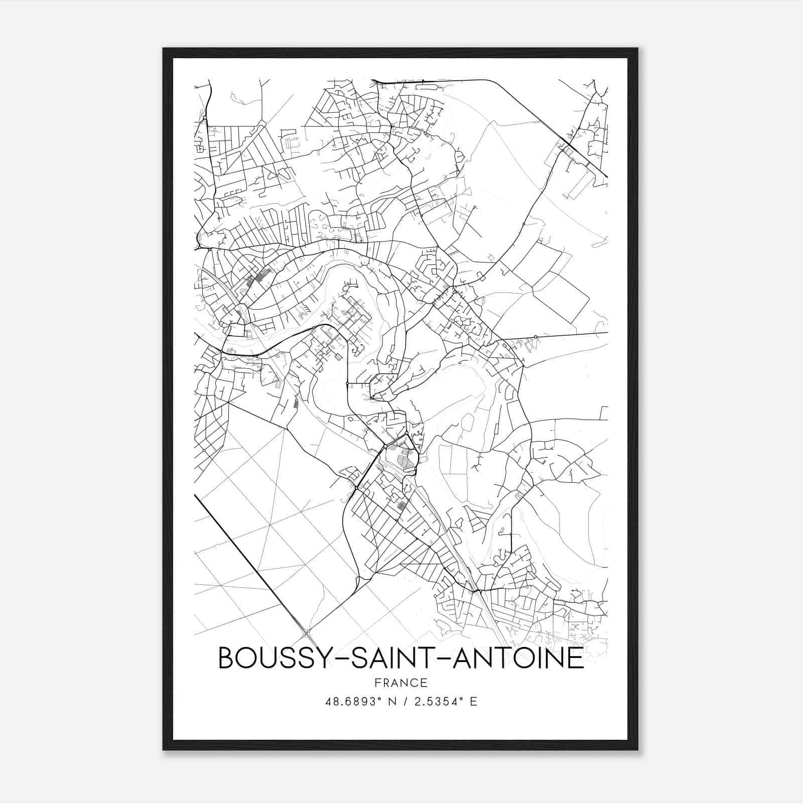 Boussy-Saint-Antoine France Map Poster, Modern Home Decor Wall Art Print Boussy-Saint-Antoine France Map Poster, Modern Home Decor Wall Art Print