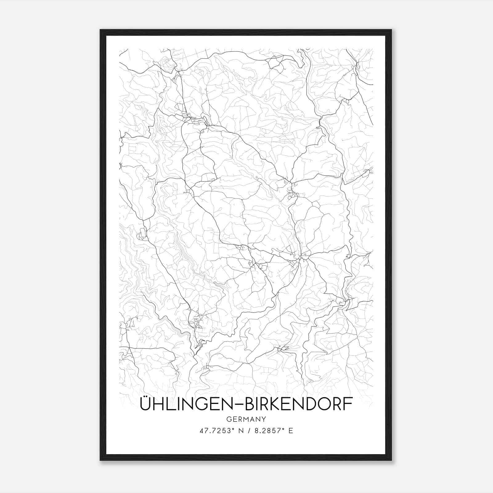 Uhlingen-Birkendorf Germany Map Poster, Modern Home Decor Wall Art Print
