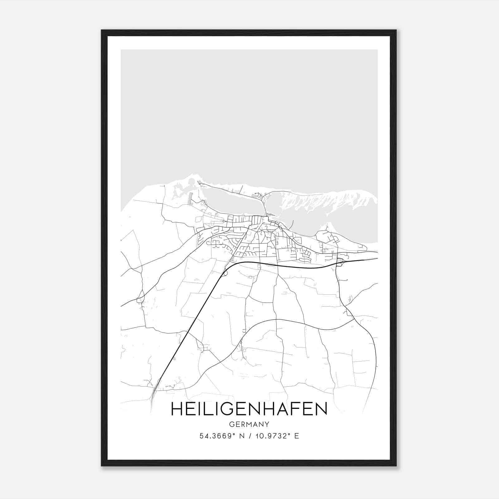 Heiligenhafen Germany Map Poster, Modern Home Decor Wall Art Print