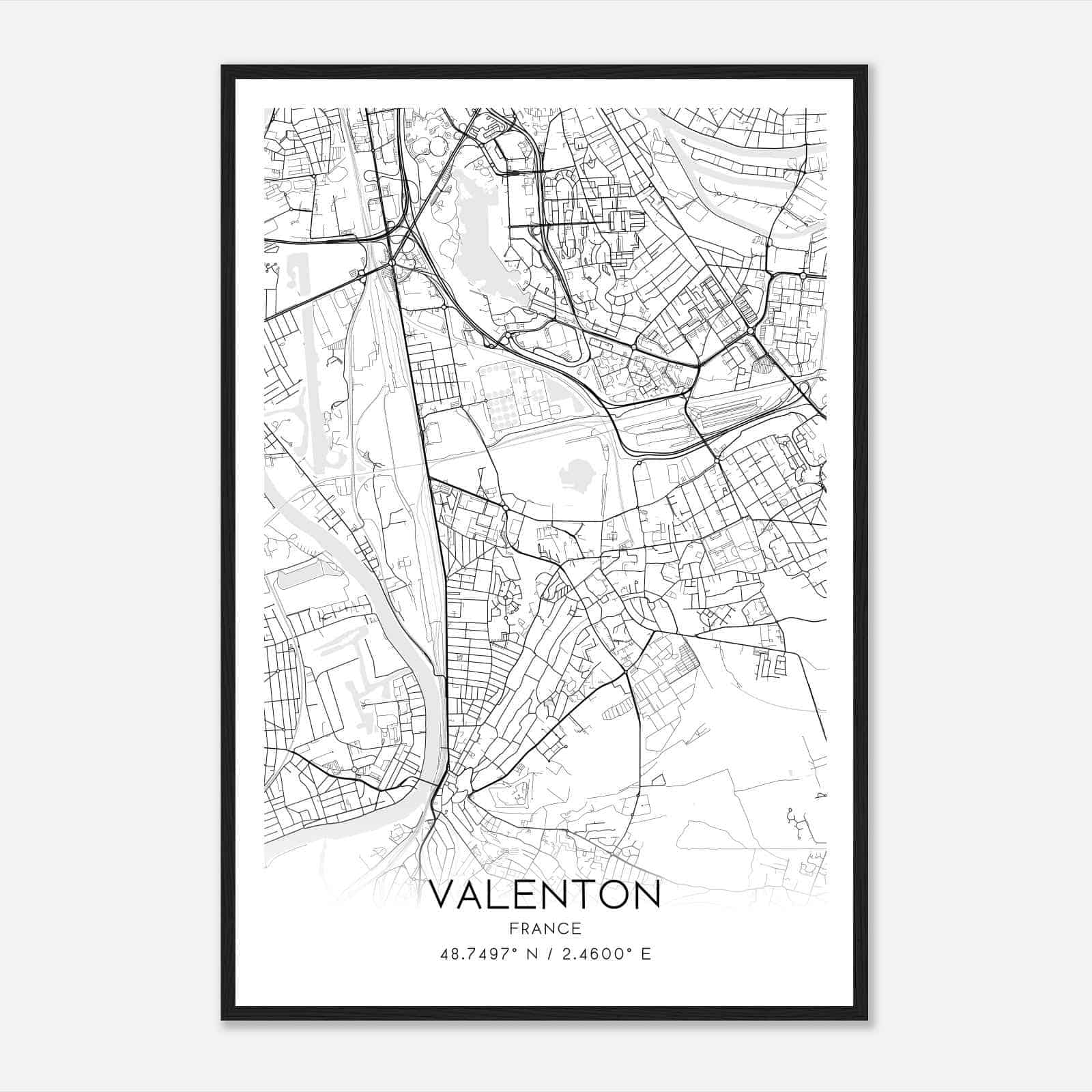 Valenton France Map Poster, Modern Home Decor Wall Art Print Valenton France Map Poster, Modern Home Decor Wall Art Print