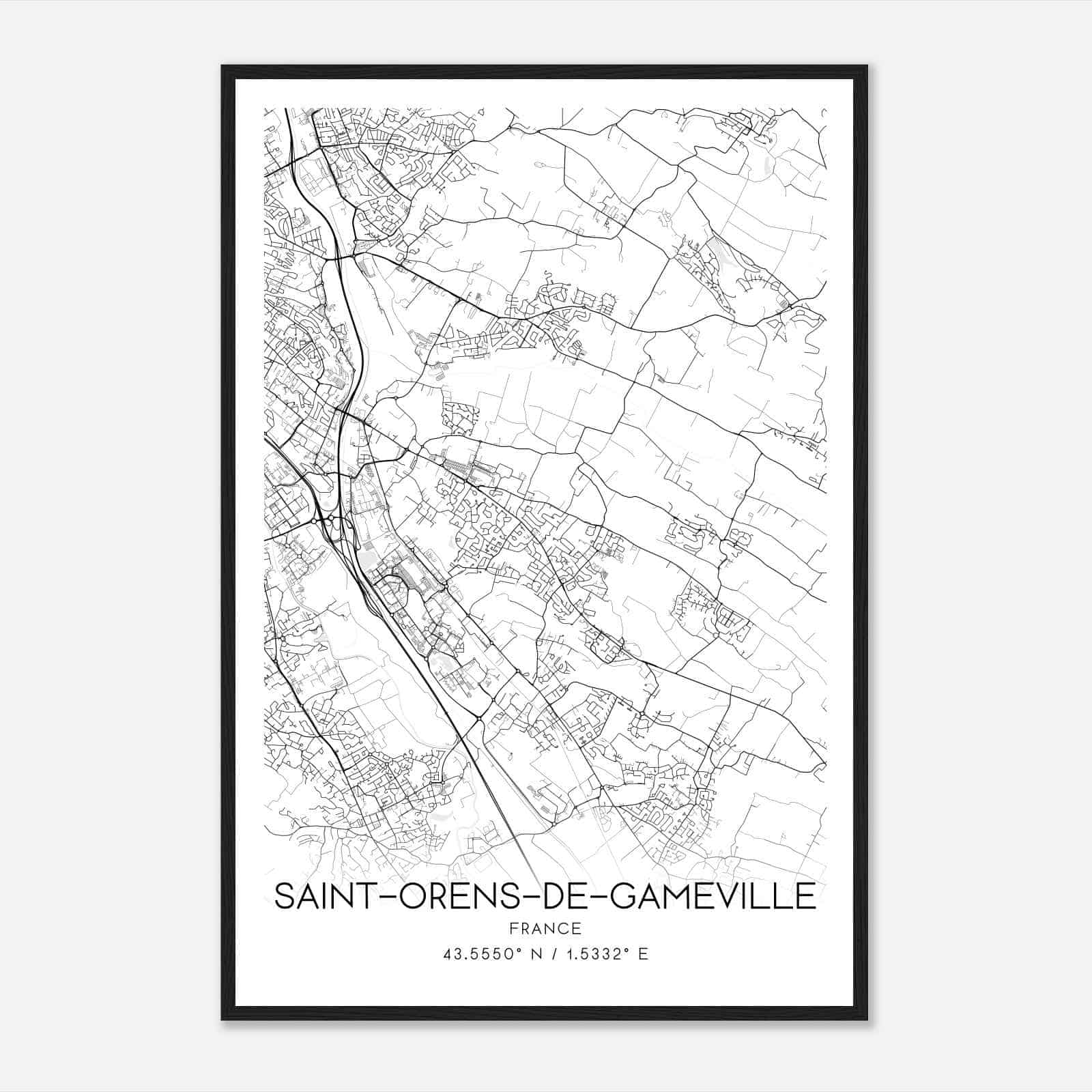 Saint-Orens-de-Gameville France Map Poster, Modern Home Decor Wall Art Print