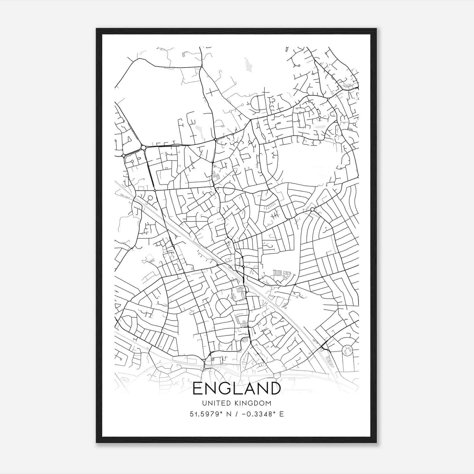 Wealdstone United Kingdom Map Poster, Modern Home Decor Wall Art Print