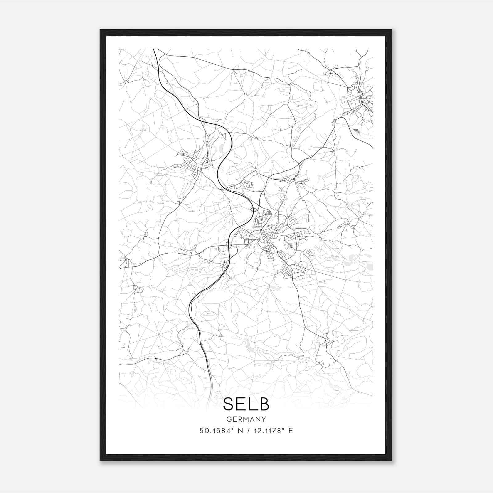 Selb Germany Map Poster, Modern Home Decor Wall Art Print