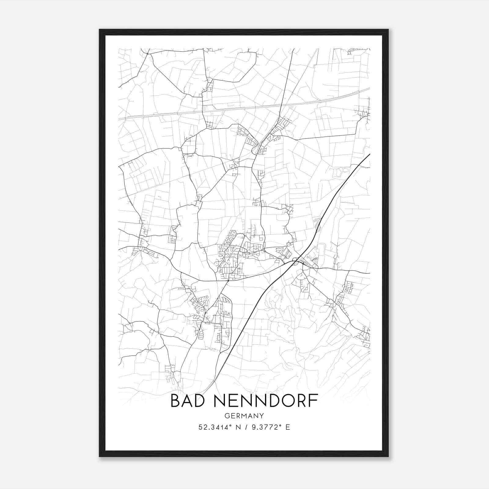 Bad Nenndorf Germany Map Poster, Modern Home Decor Wall Art Print