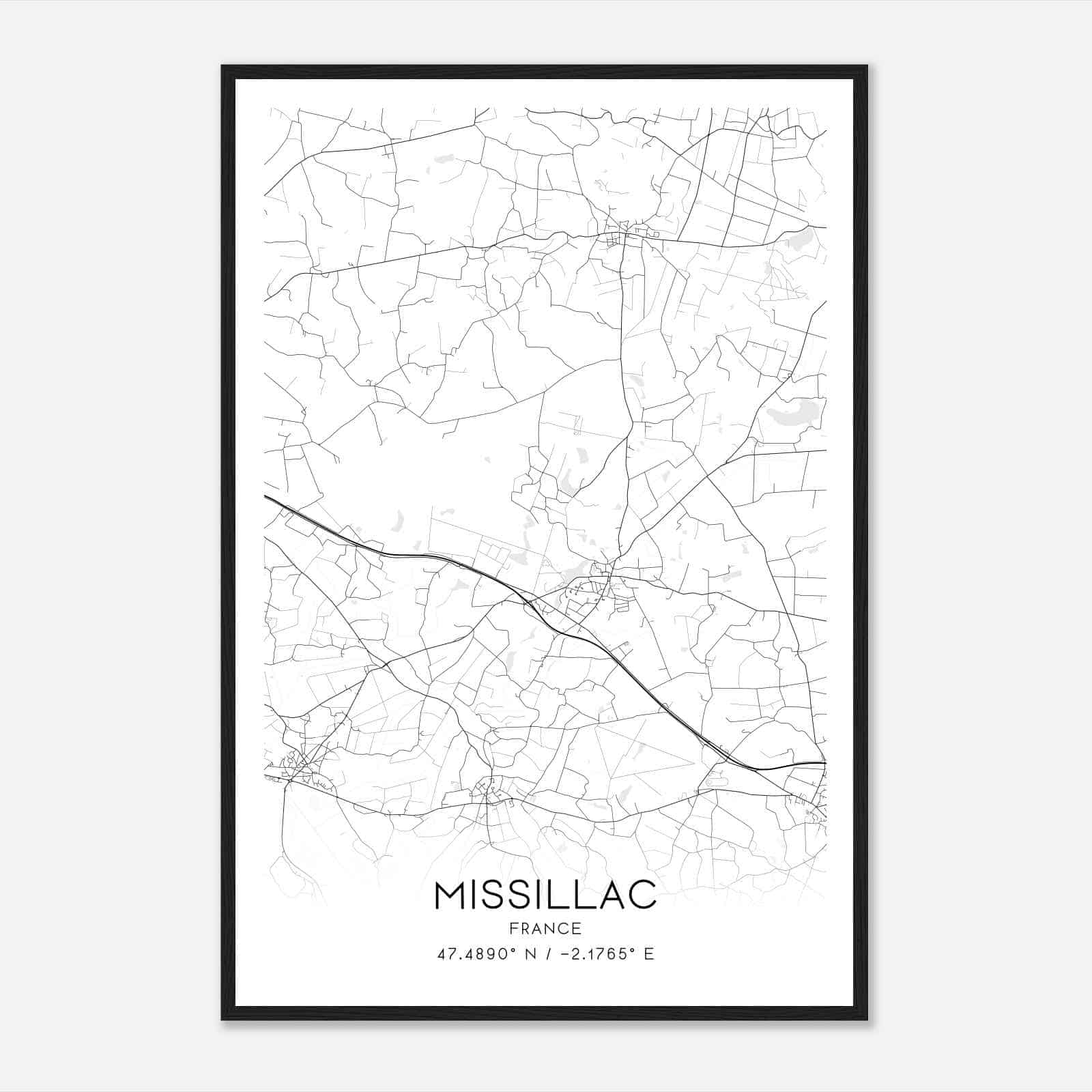 Missillac France Map Poster, Modern Home Decor Wall Art Print
