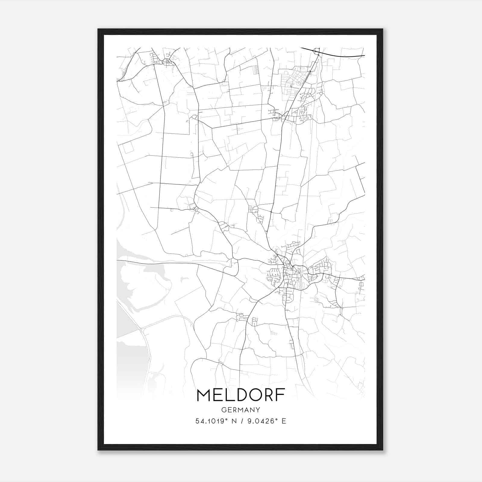 Meldorf Germany Map Poster, Modern Home Decor Wall Art Print